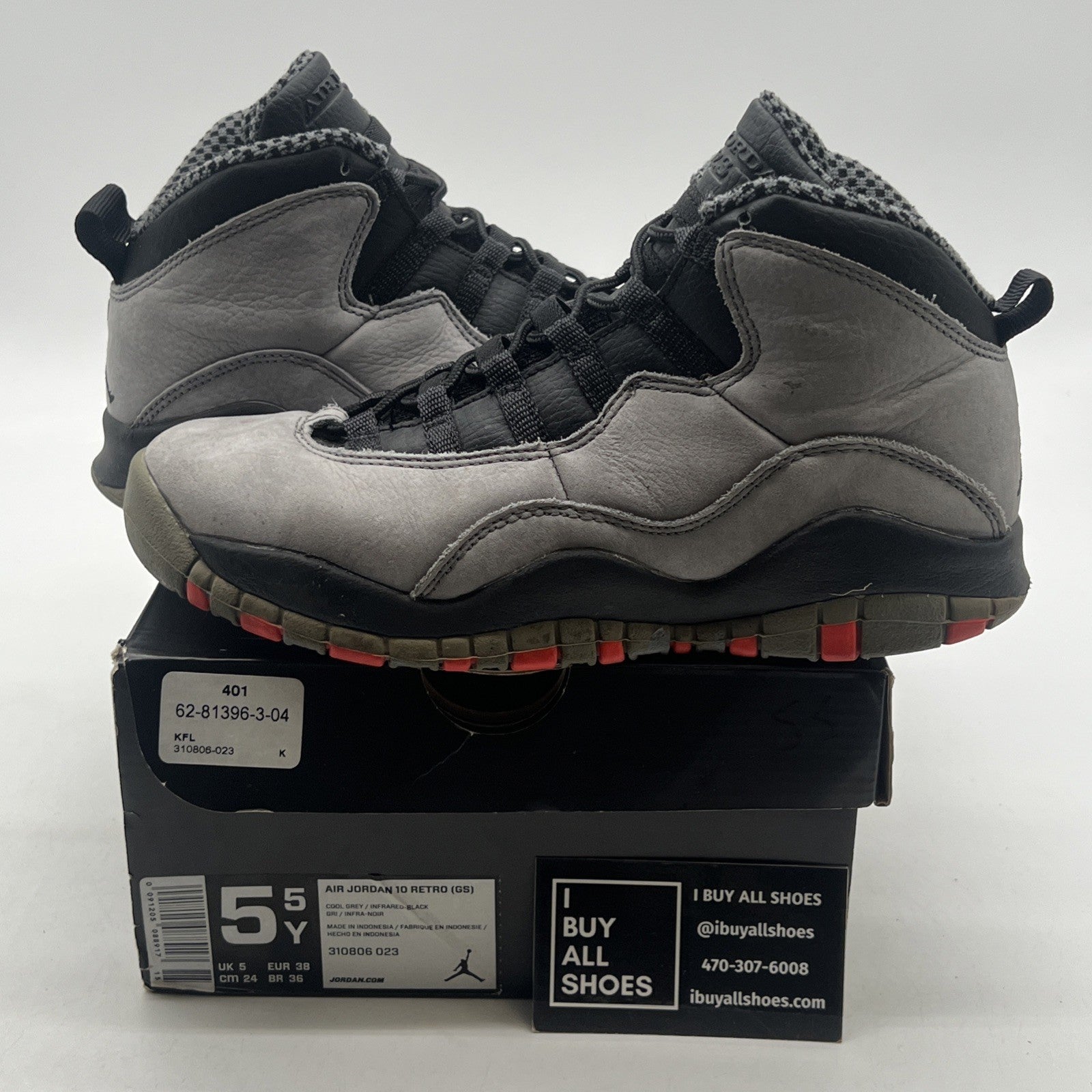 Size 5.5Y - Air Jordan 10 Retro Mid Cool Grey (310806-023)