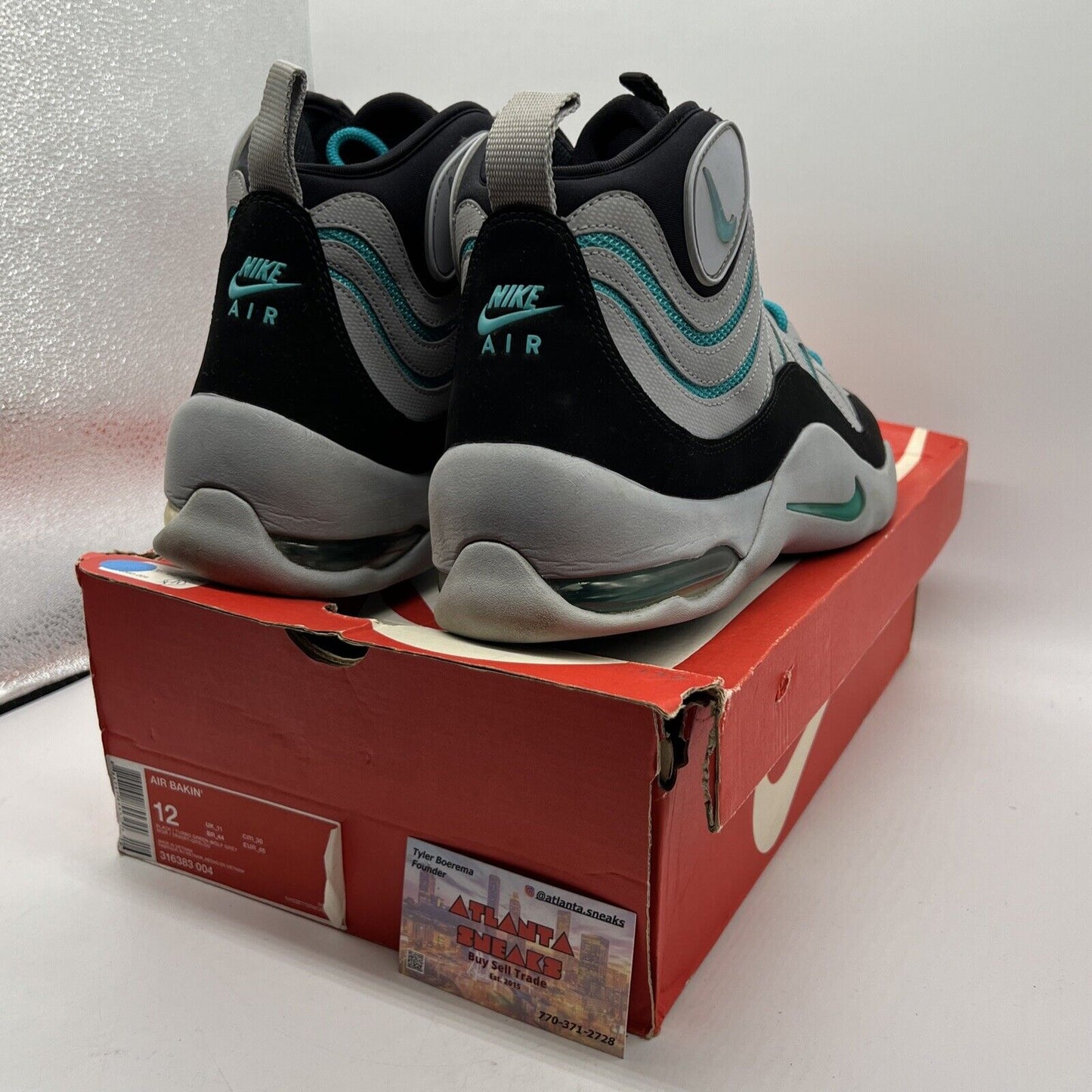Size 12 - Nike Air Bakin Gray - 316383-004 Grey Black Aqua (316383-004)