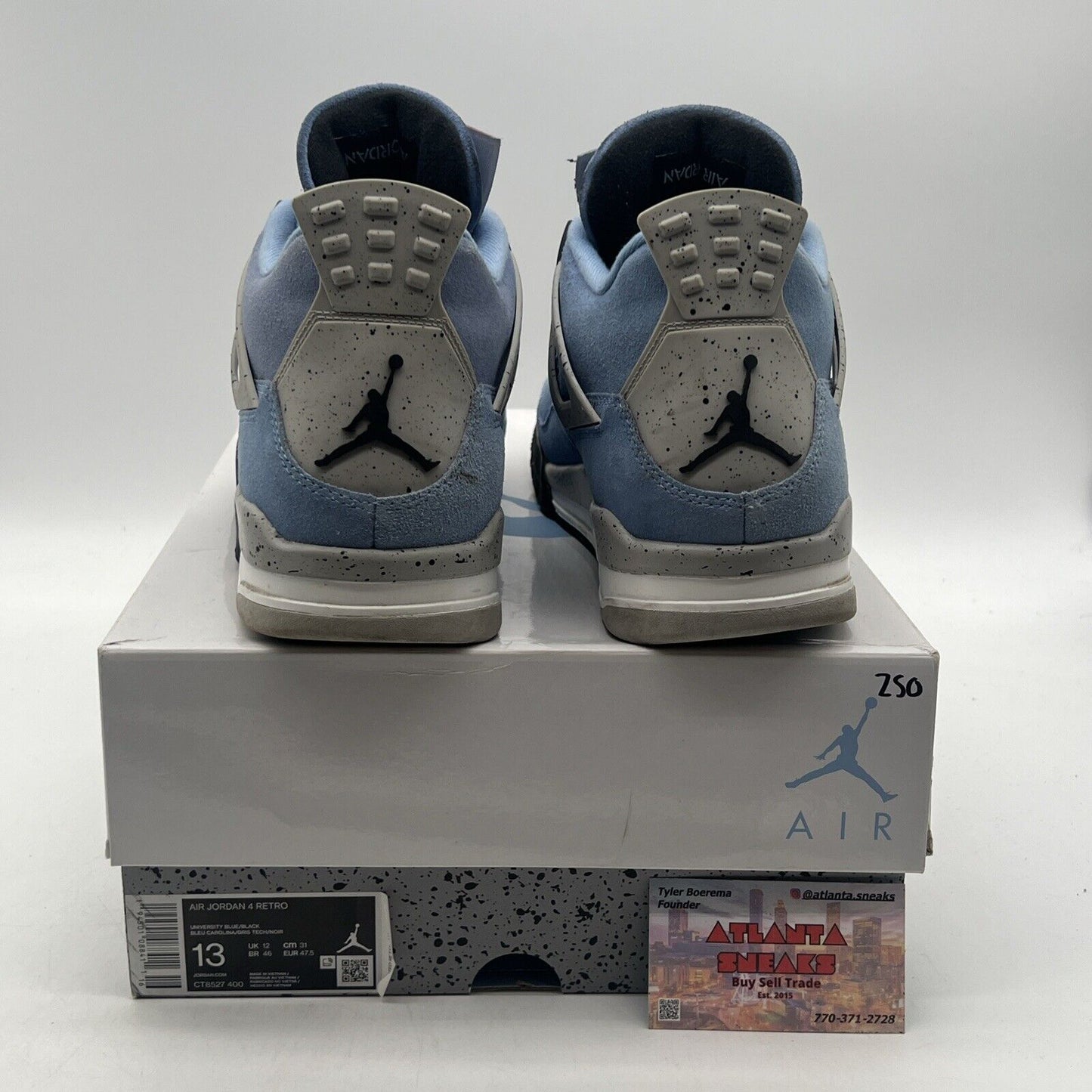 Size 13 - Jordan 4 Retro Mid University Blue Black Grey Suede (CT8627-400)