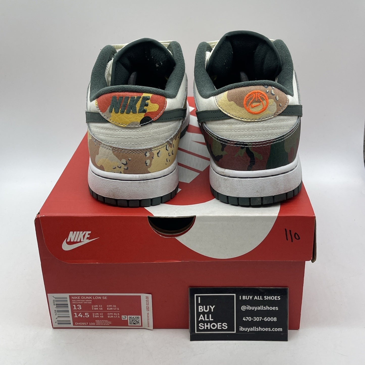 Size 13 - Nike Dunk SE Low Sail Multi-Camo (DH0957-100)
