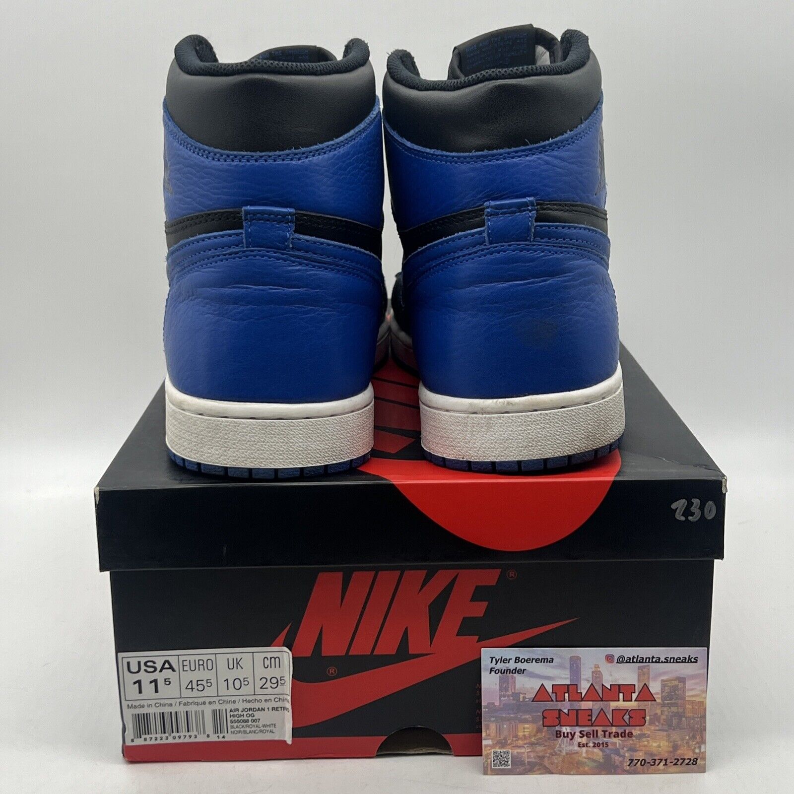 Size 11.5 - Jordan 1 Retro OG High Royal Black White Leather  (555088-007)