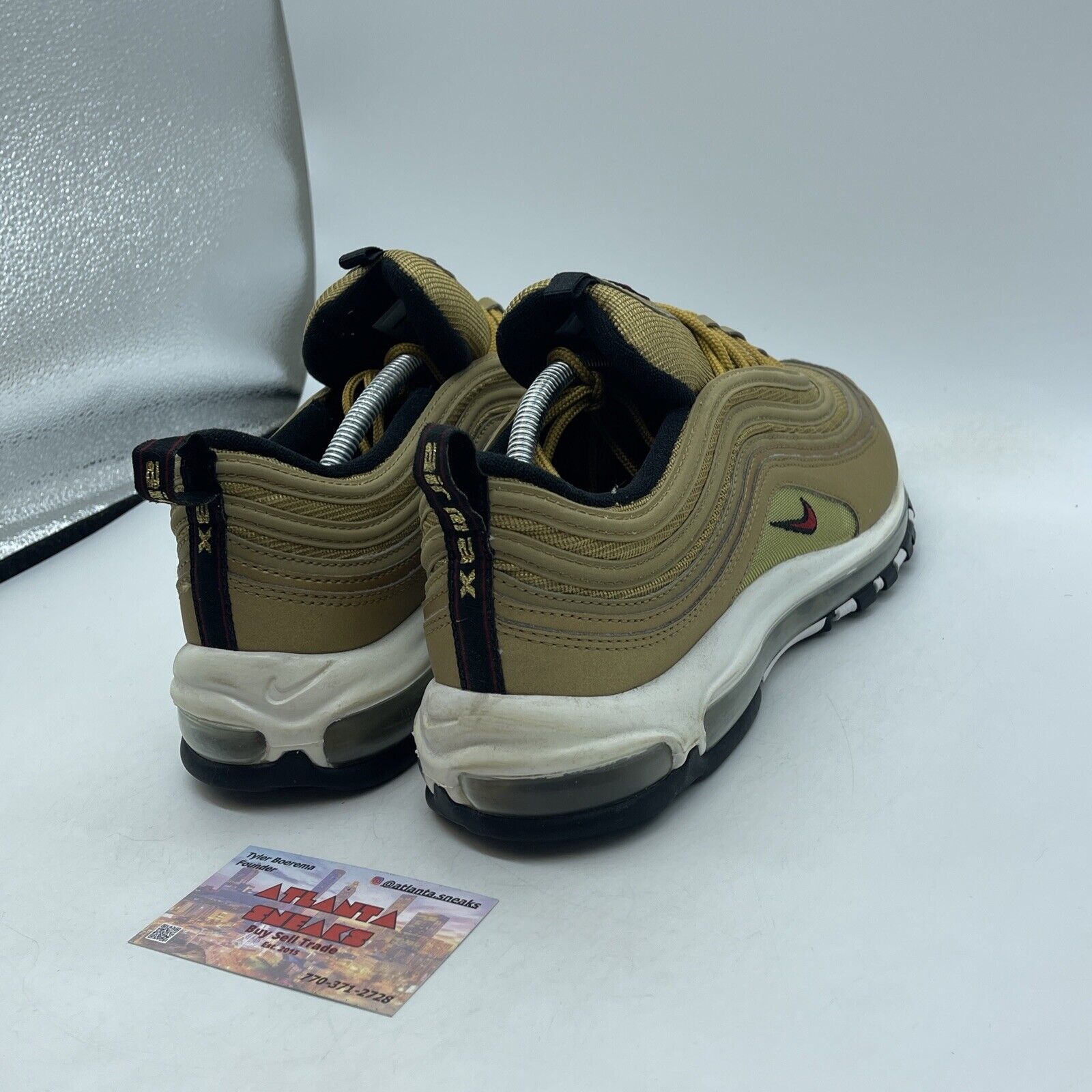 Size 11 - Nike Air Max 97 OG QS Metallic Gold Red Black Suede Leather 884421-700