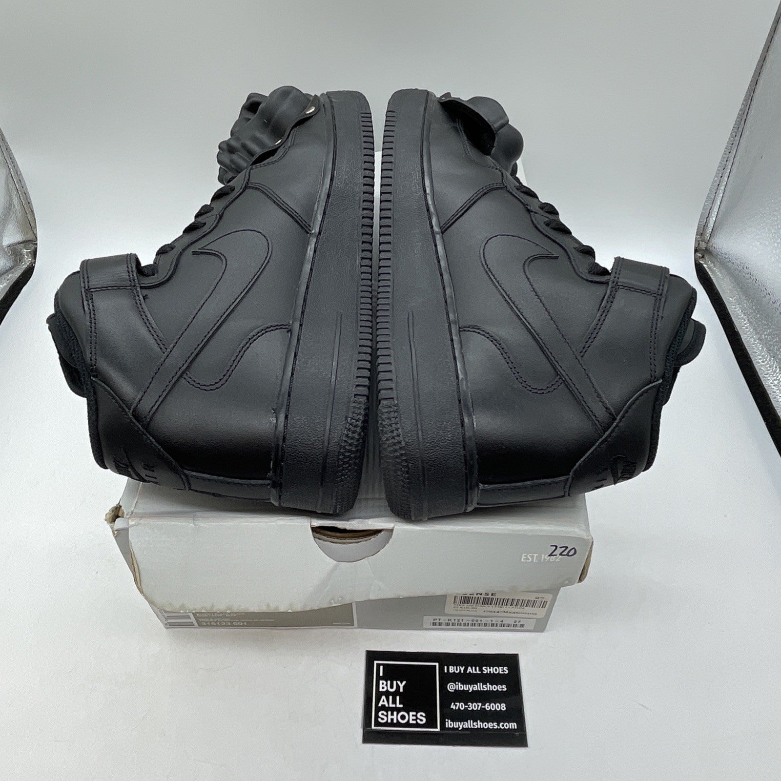 Size 9 - Nike Air Force 1 '07 Mid Triple Black Leather (315123-001)