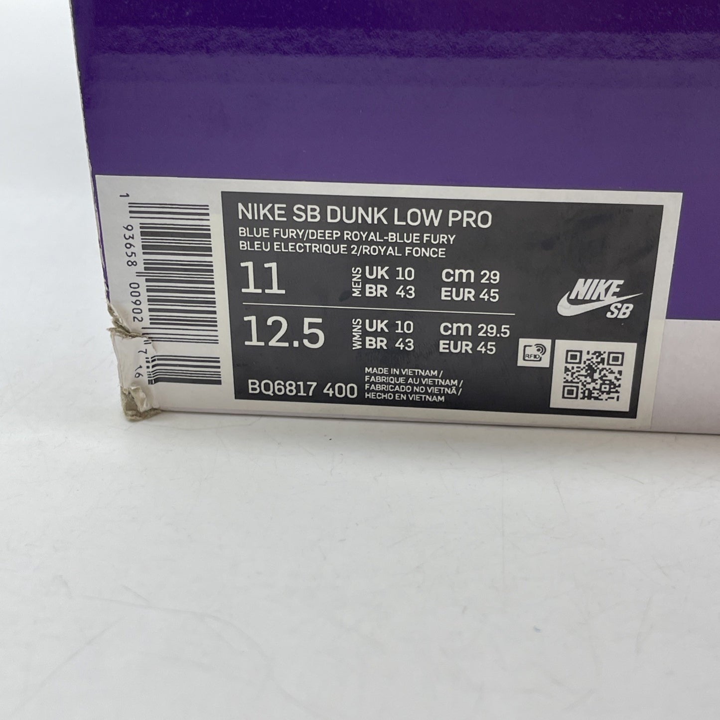 Size 11 - Nike Dunk SB Low Blue Fury Silver Suede (BQ6817-400)