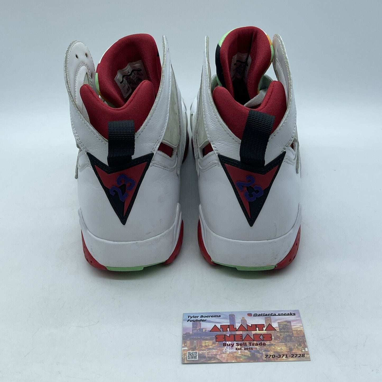 Size 11.5 - Air Jordan 7 Retro 2015 Hare White Red Purple Green (304775-125)