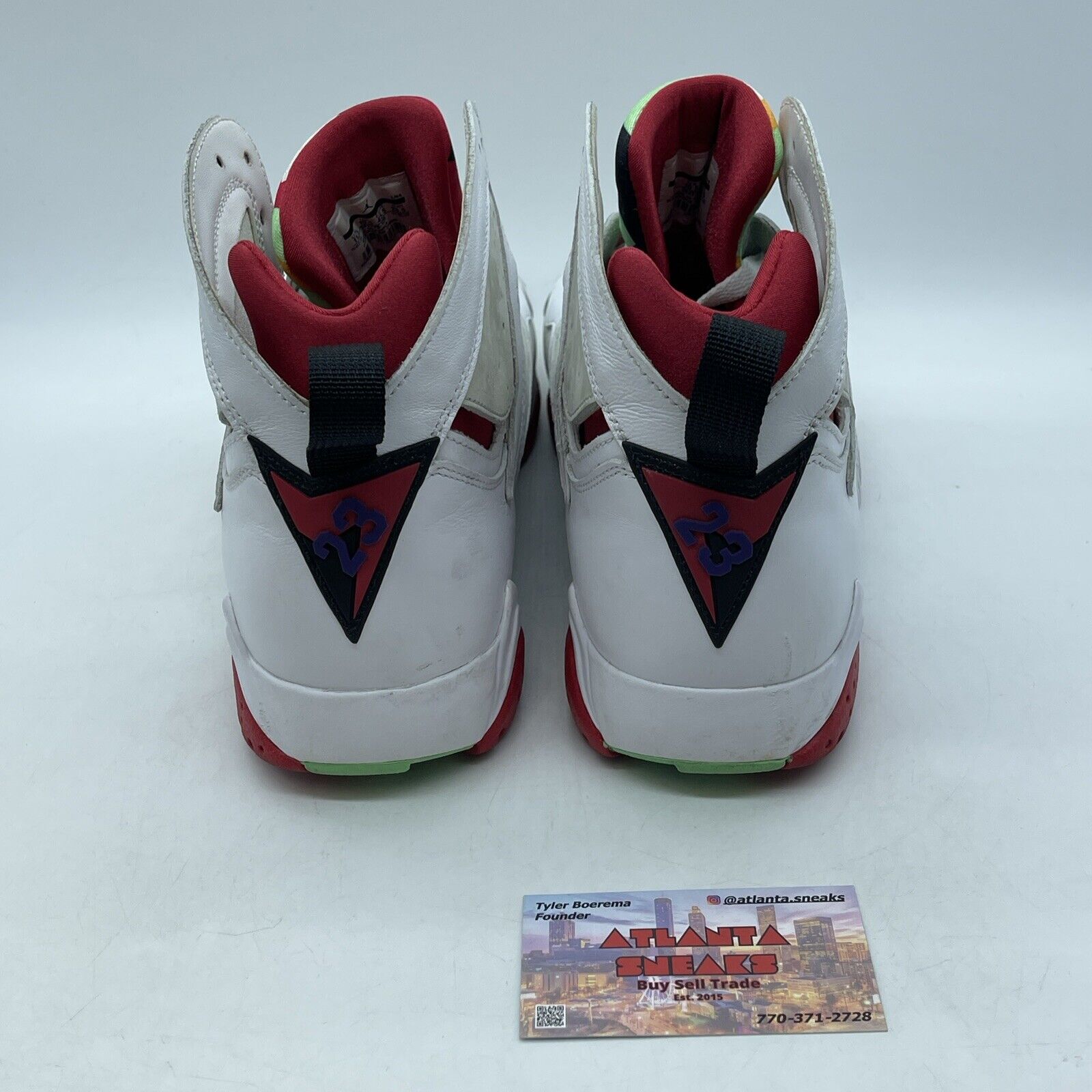 Size 11.5 - Air Jordan 7 Retro 2015 Hare White Red Purple Green (304775-125)