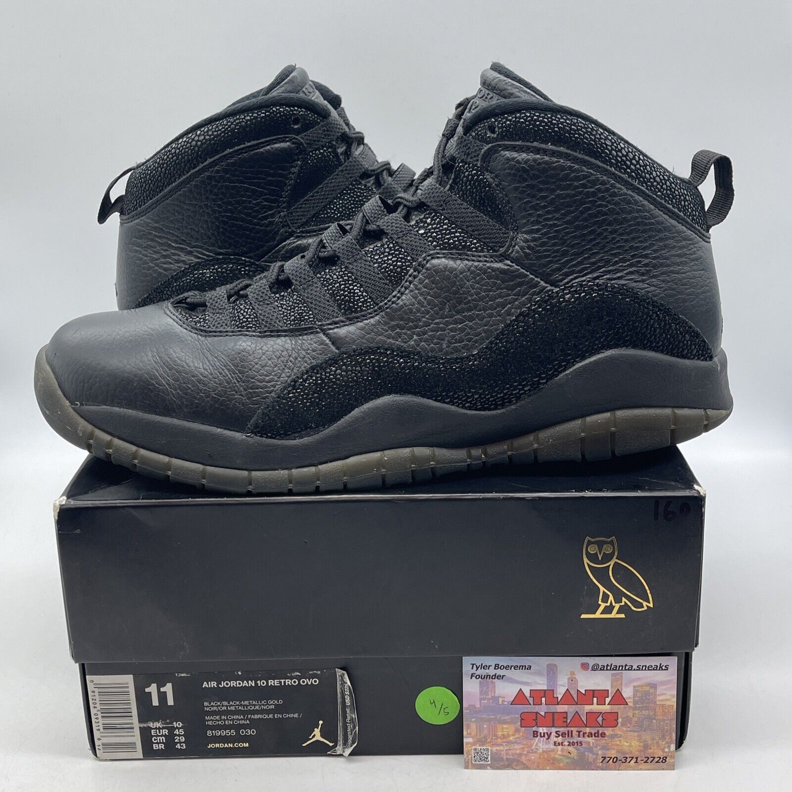 Size 11 - OVO x Air Jordan 10 Retro Black Suede Leather (819955-030)