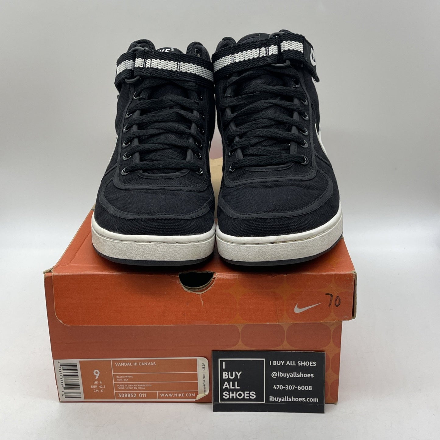 Size 9 - NIKE VANDAL CANVAS Black White Suede Leather (308852-011)