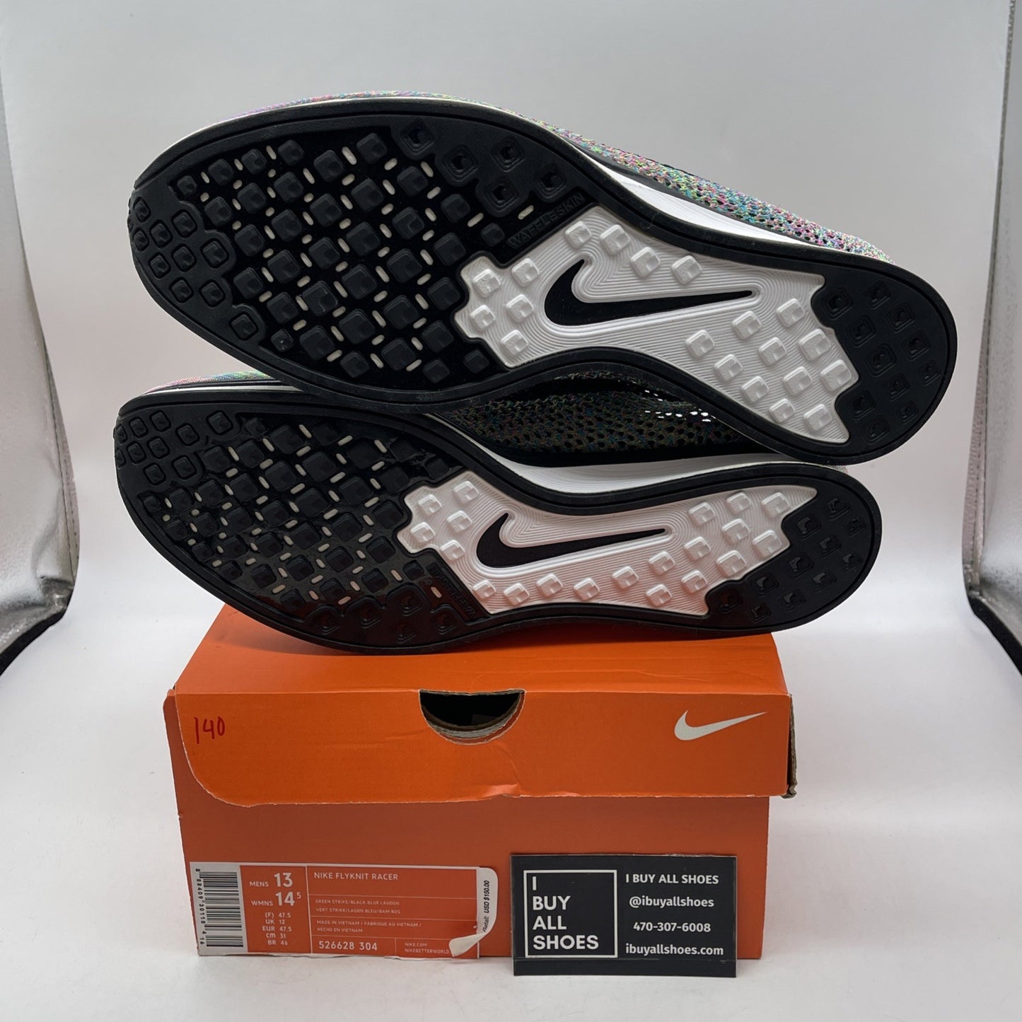 Size 13 - Nike Flyknit Racer 2015 Multi-Color Black Suede (526628-304)