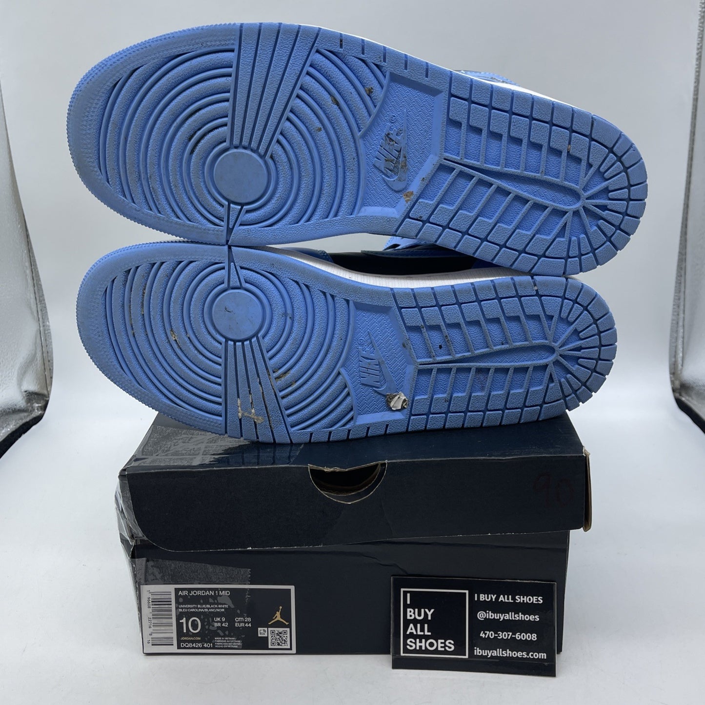 Size 10 - Air Jordan 1 Mid University Blue Black White Leather (DQ8426-401)