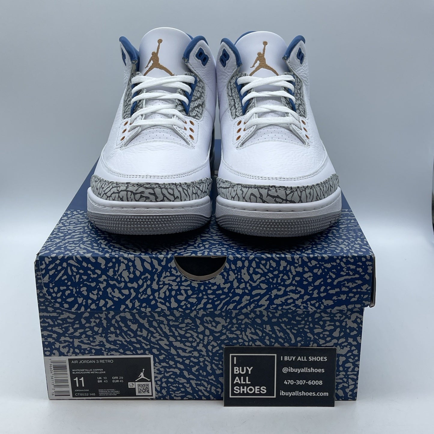 Size 11 - Jordan 3 Retro Mid Washington Wizards Blue Grey Suede (CT8532-148)
