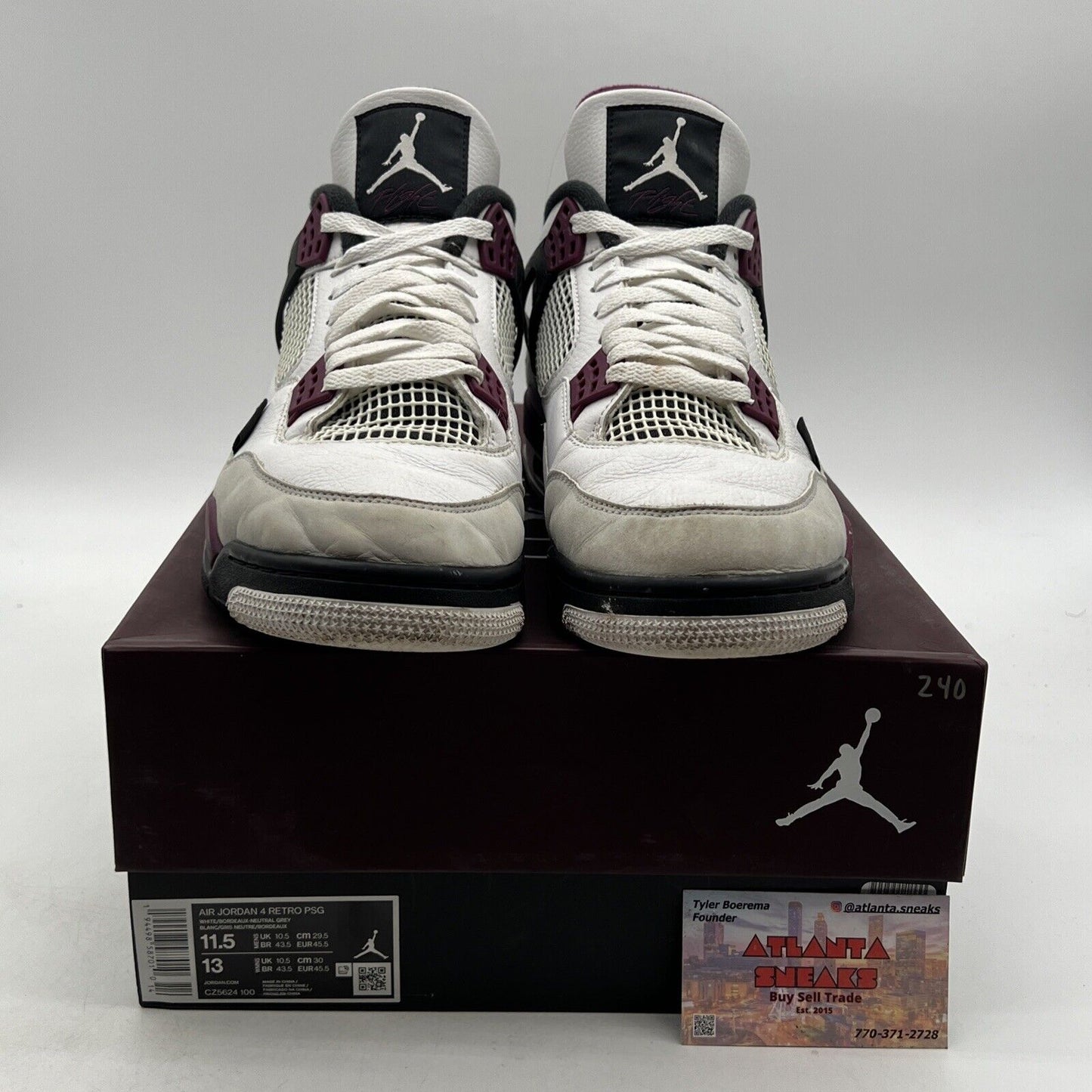 Size 11.5 - Jordan 4 Retro x Paris Saint-Germain Bordeaux 2020 (CZ5624-100)