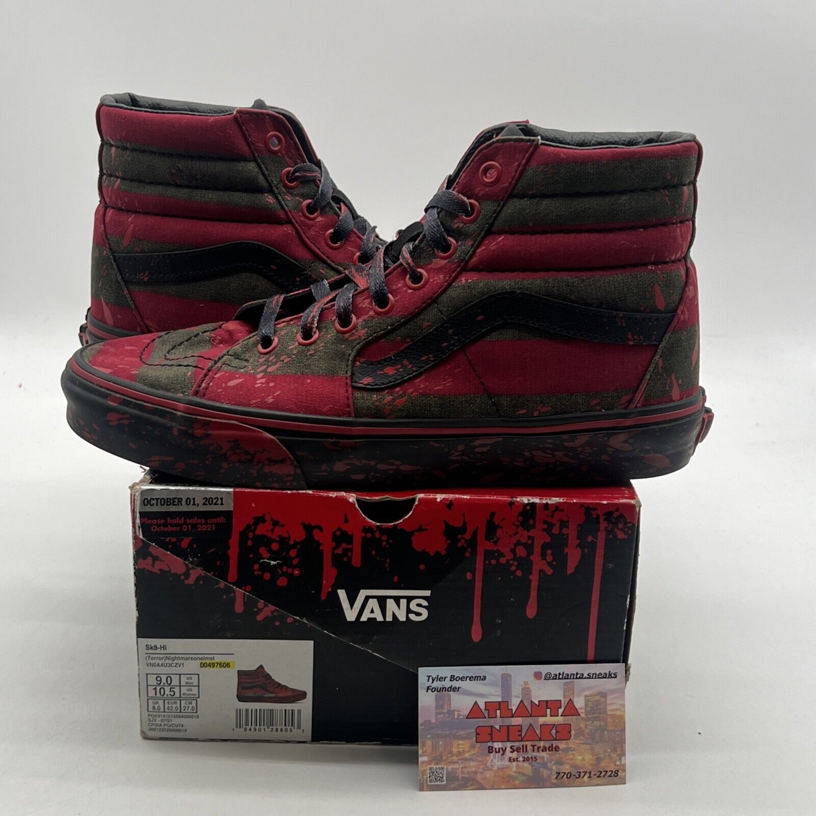 Size 9 - VANS House of Terror x Sk8- High The Nightmare on Elm Street