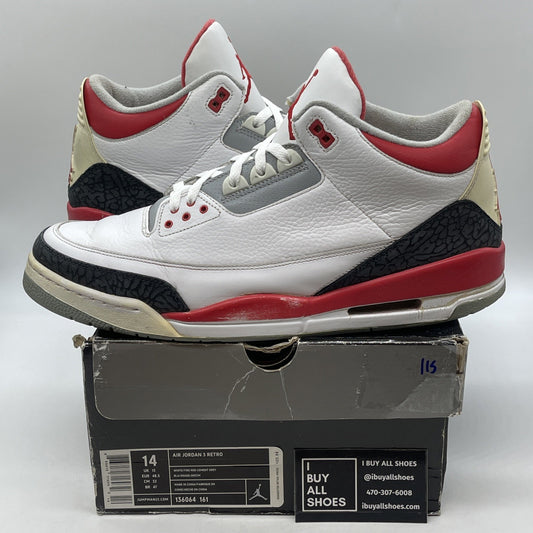 Size 14 - Air Jordan 3 Retro 2007 Fire Red White Grey Leather (136064-161)