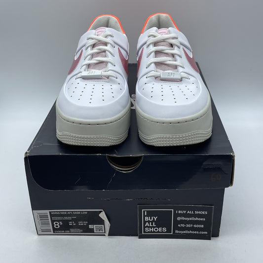 Size 8.5W - Nike Air Force 1 Sage Low White Pink Orange Leather (CV3036-100)