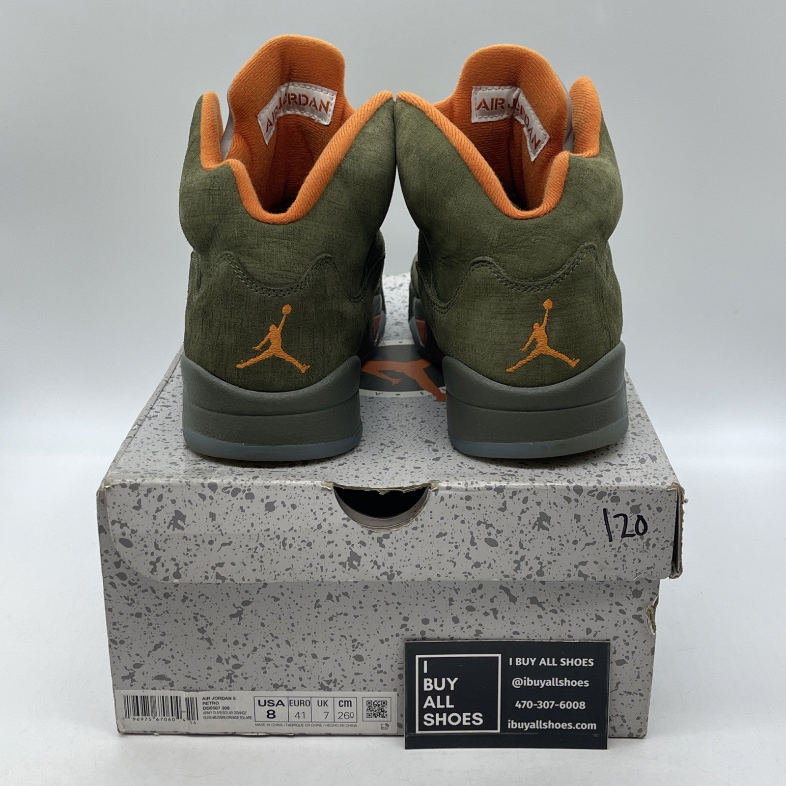 Size 8 - Air Jordan 5 Retro 2024 Olive Orange Suede (DD0587-308)
