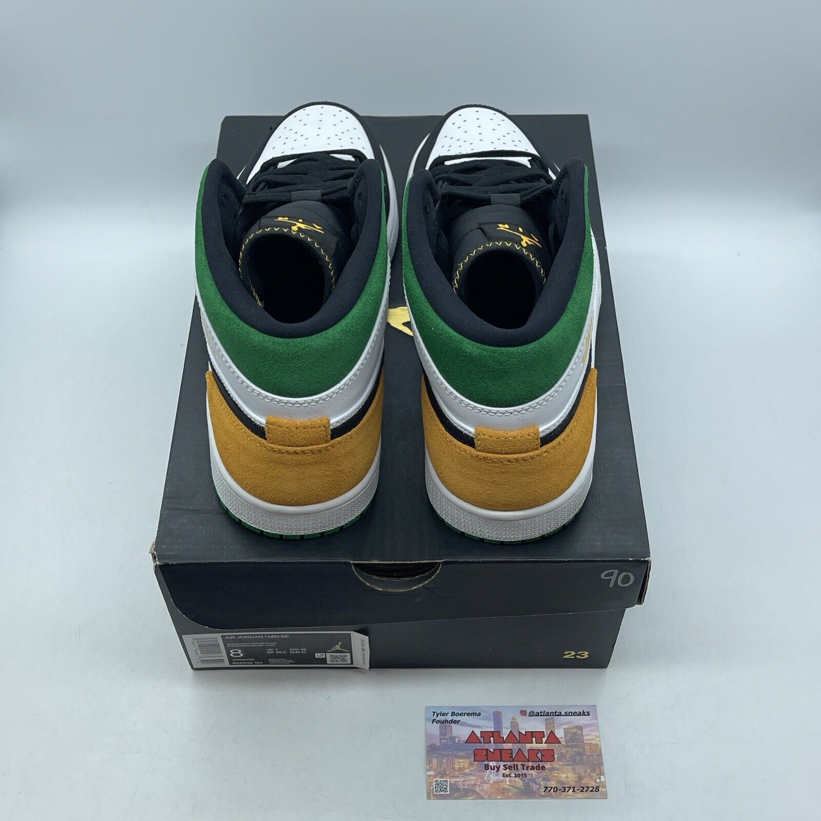 Size 8 - Air Jordan 1 SE Mid Oakland Yellow Green White Black (852542-101)