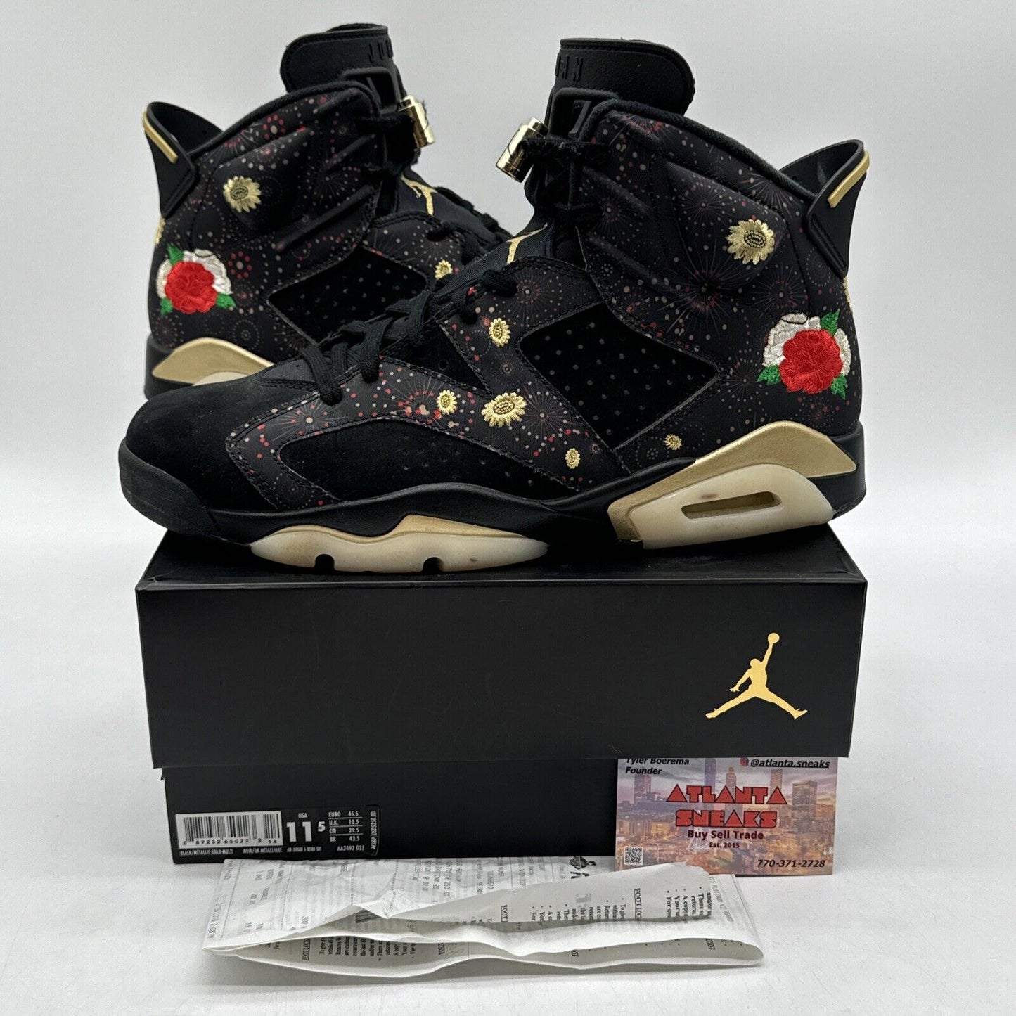 Size 11.5 - Jordan 6 Retro Chinese New Year 2018 Gold Black Suede OG All Rose