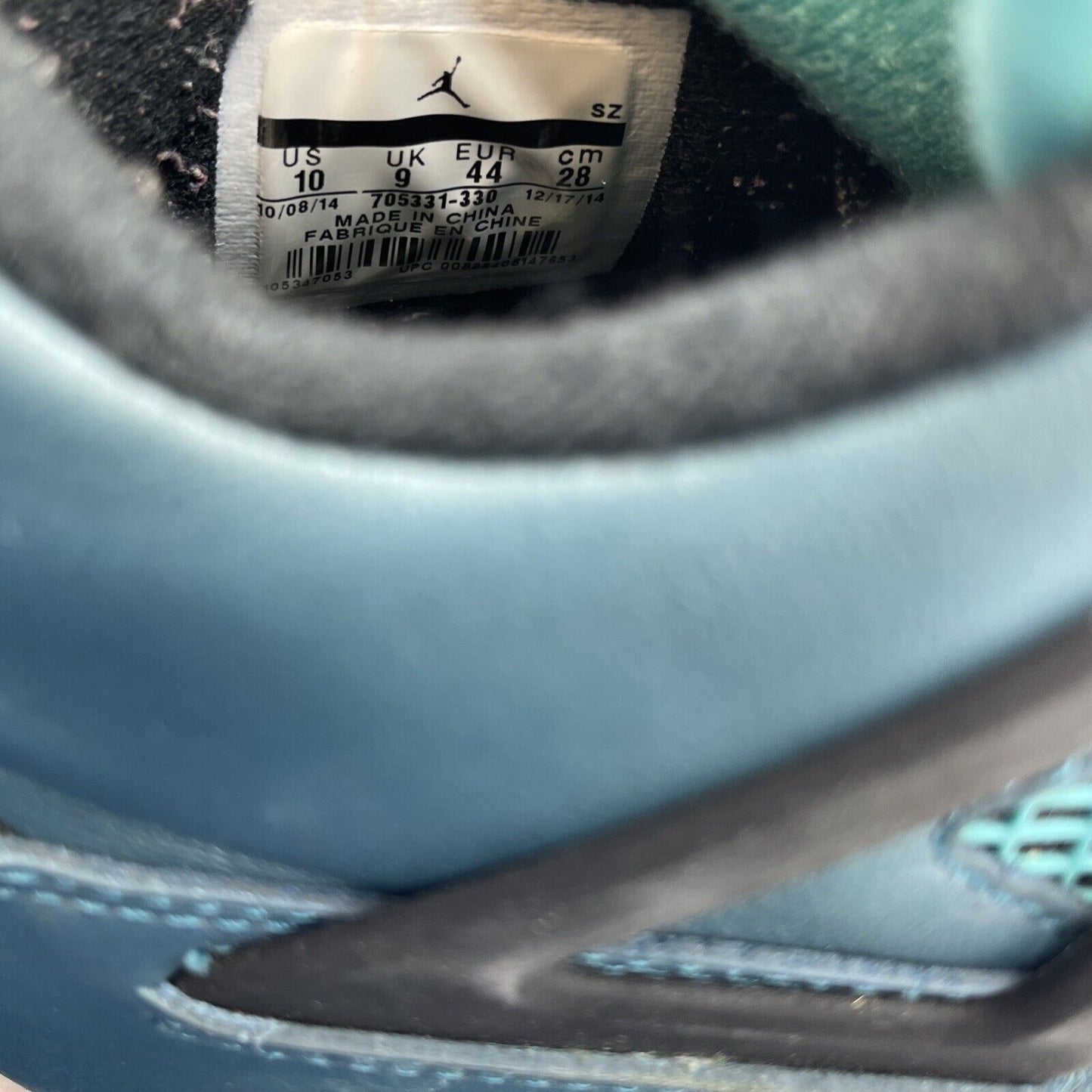 Size 10 - Air Jordan 4 Retro Teal Blue Black White Leather (705331-330)