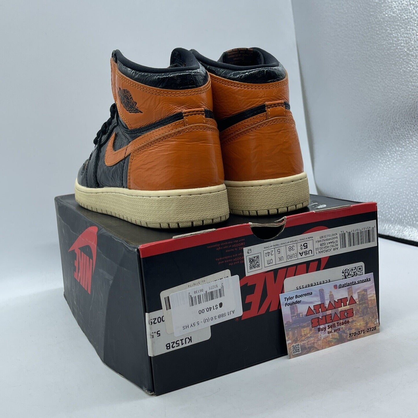 Size 5.5Y - Jordan 1 Retro OG High Shattered Backboard 3.0 Orange (575441-028)