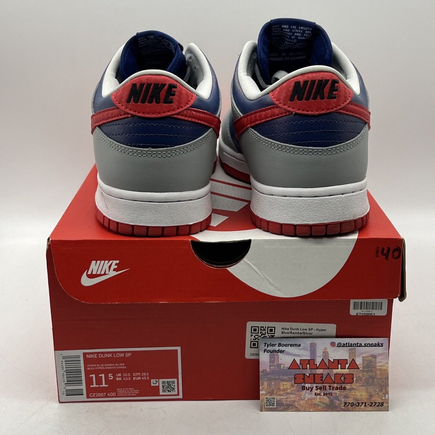 Size 11.5 - Nike Dunk Retro 2020 Low Samba Red Navy Grey Leather (CZ2667-400)