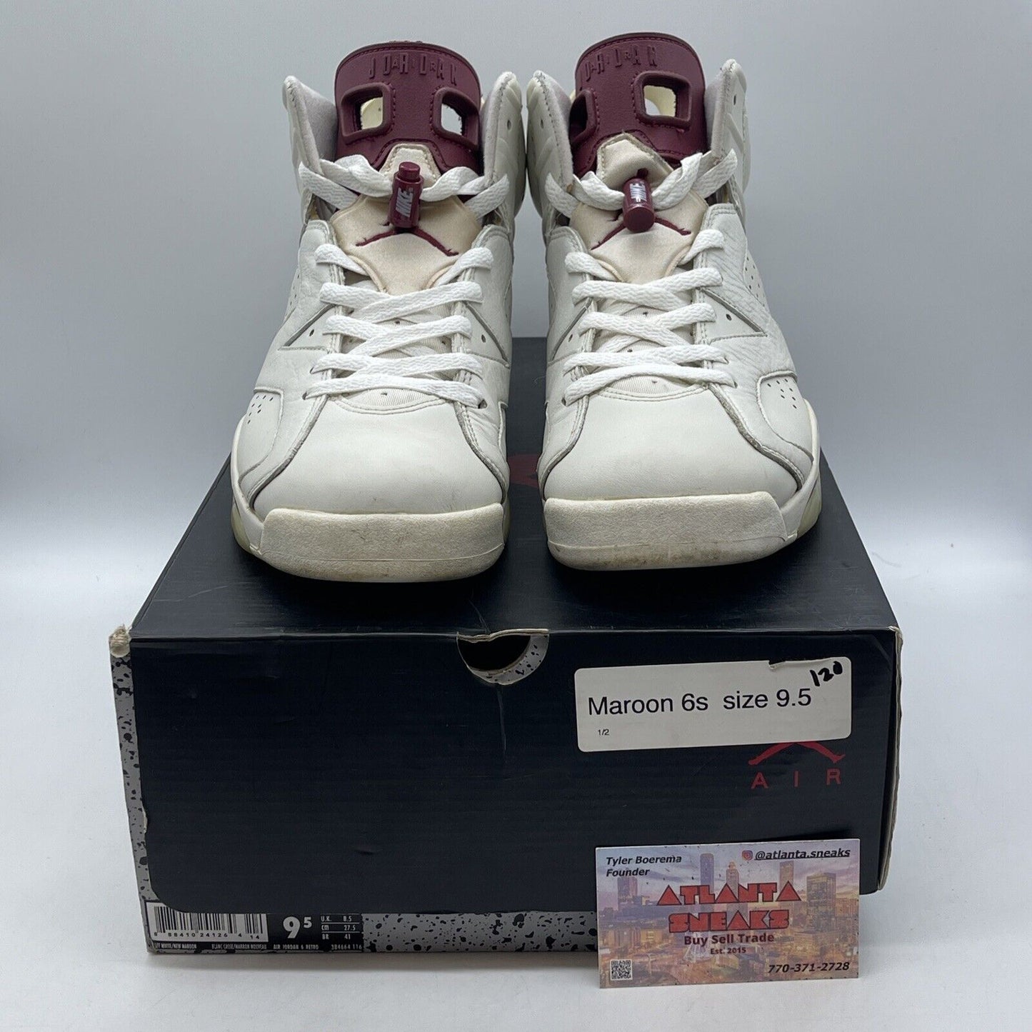 Size 9.5 - Air Jordan 6 Retro 2015 Maroon Tan Leather (384664-116)