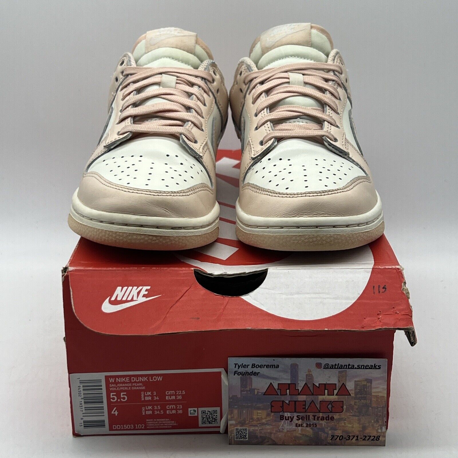 Size 5.5 - Nike Dunk Low Orange Pearl W White Leather (DD1503-102)