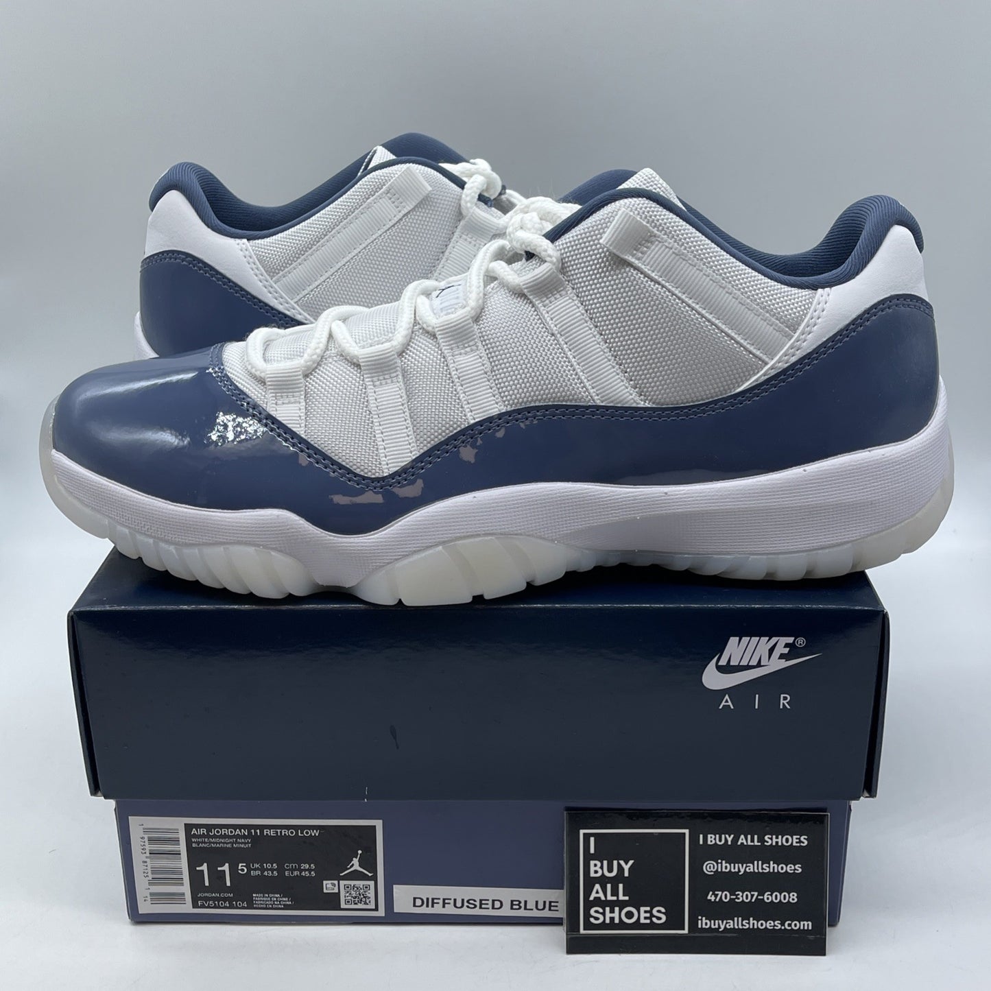Size 11.5 - Air Jordan 11 Retro Low Diffused Blue White Leather (FV5104-104)