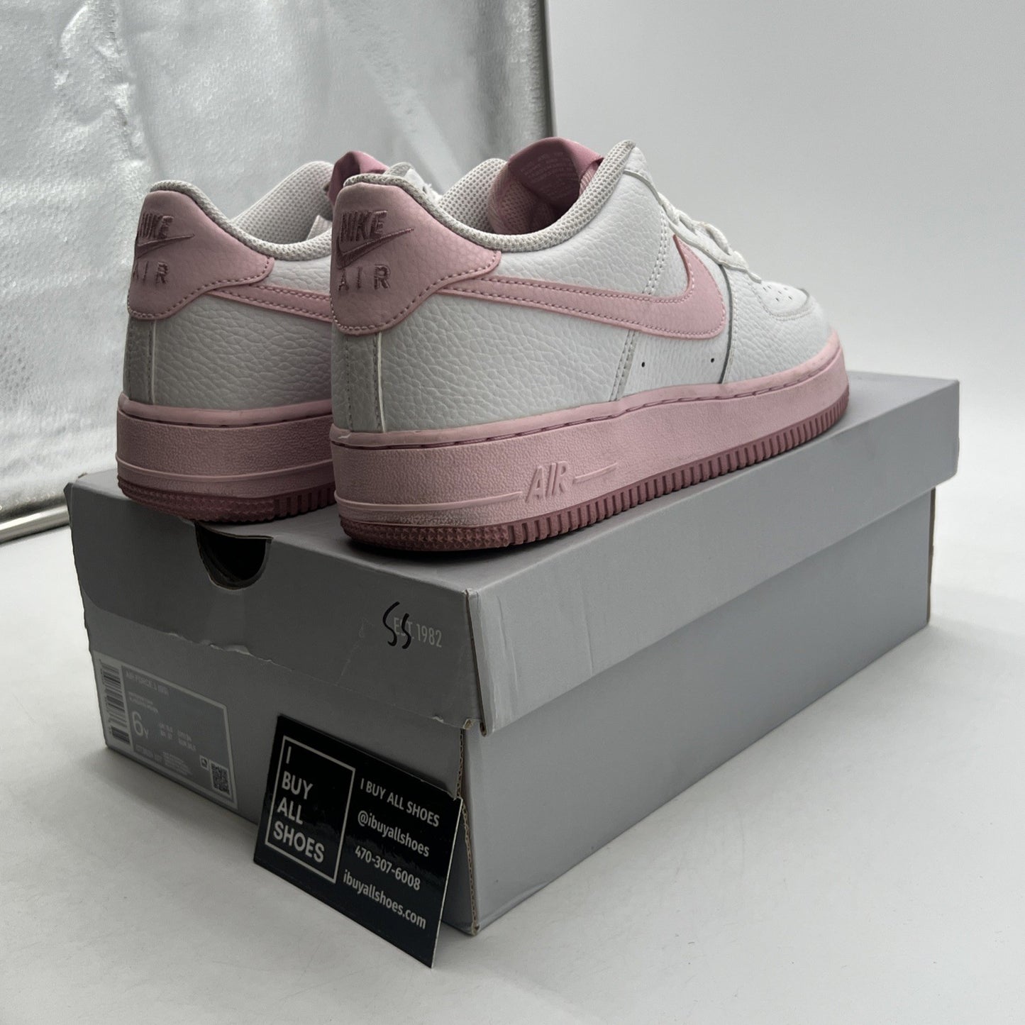 Size 6Y - Nike Air Force 1 (GS) White/Pink Girl's Sneakers (CT3839-107)