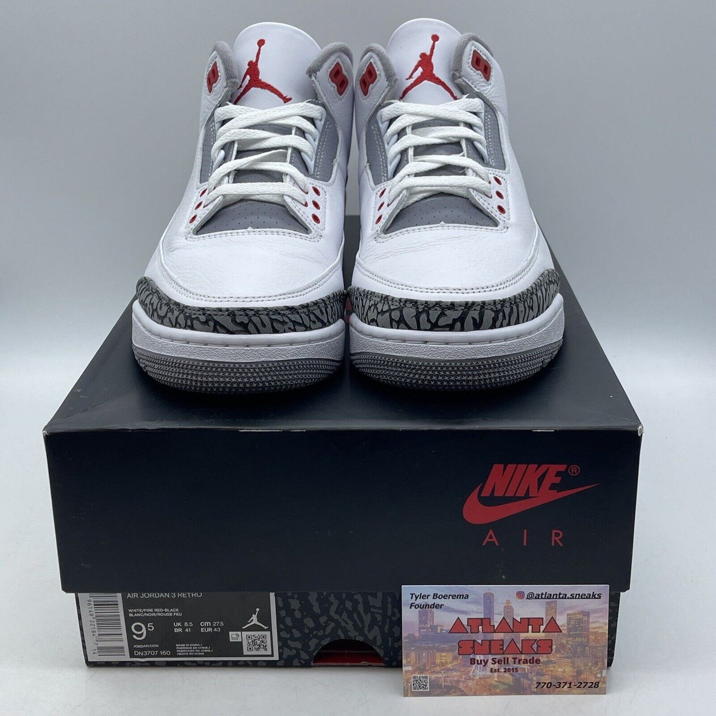 Size 9.5 - Jordan 3 Retro Mid Fire Red White Grey Leather Suede (DN3707-160)