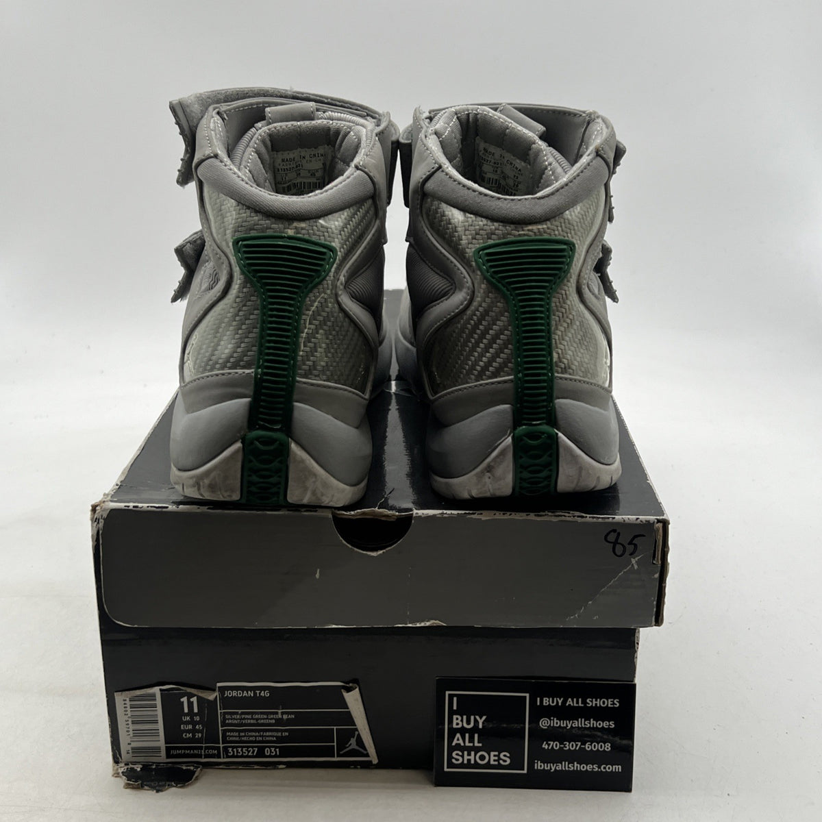 Size 11 - Air Jordan T4G Ray Allen PE Sonics Silver / Green Bean (313527-031)