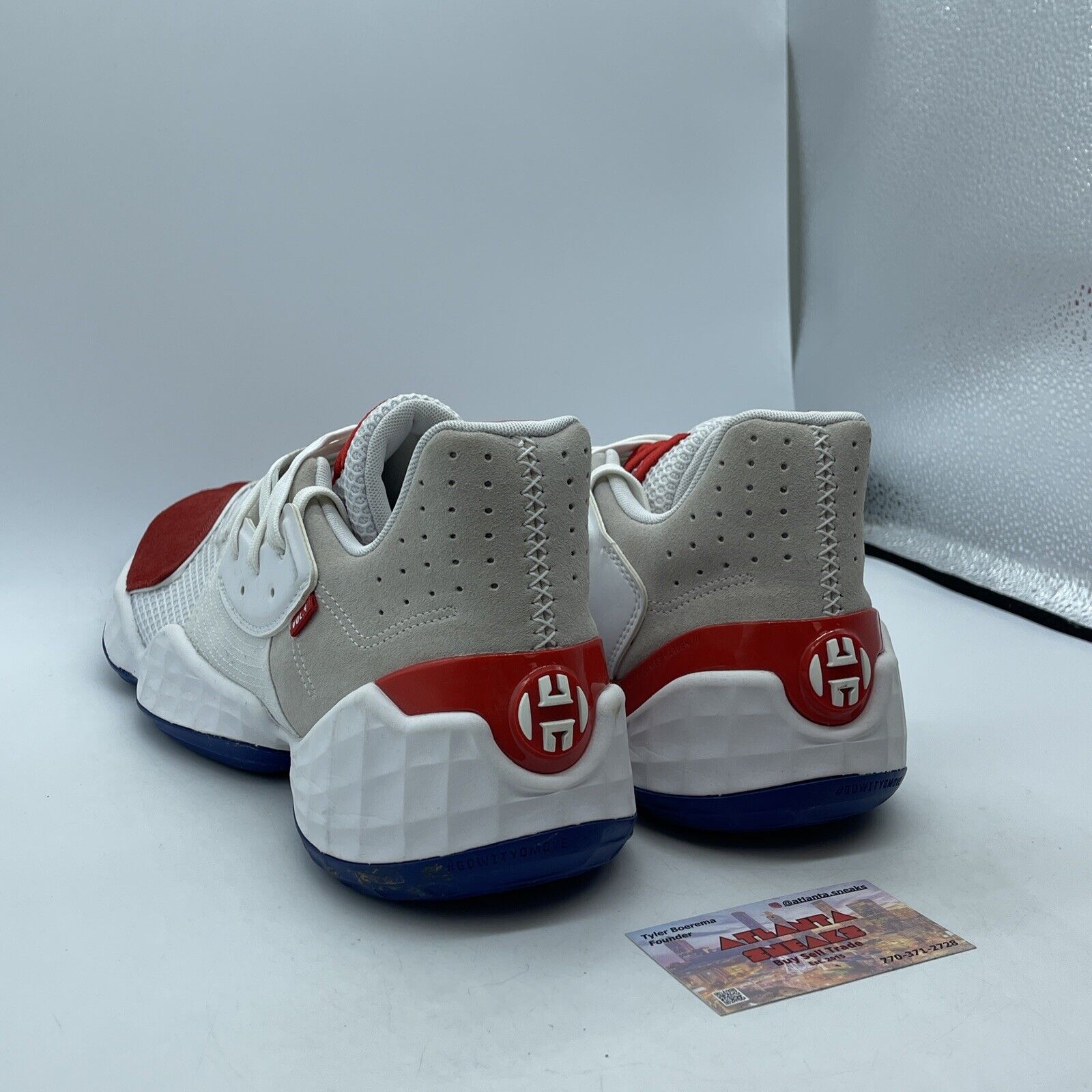 Size 13.5 - adidas Harden Vol. 4 Question Red Brown White Suede Leather (FV5598)