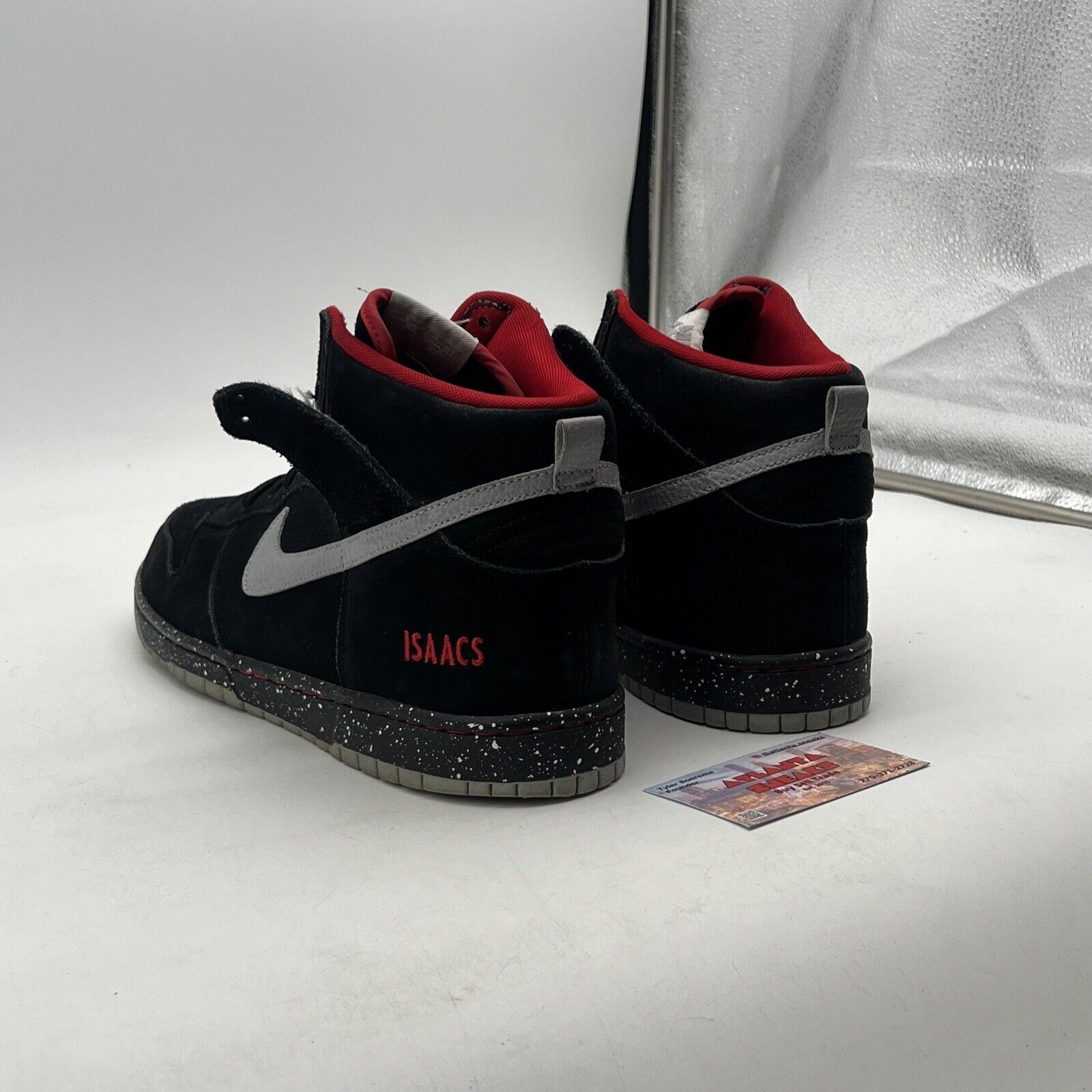 Size 10.5 - Nike Dunk High ID Black Grey Red Sneakers (652915-993)