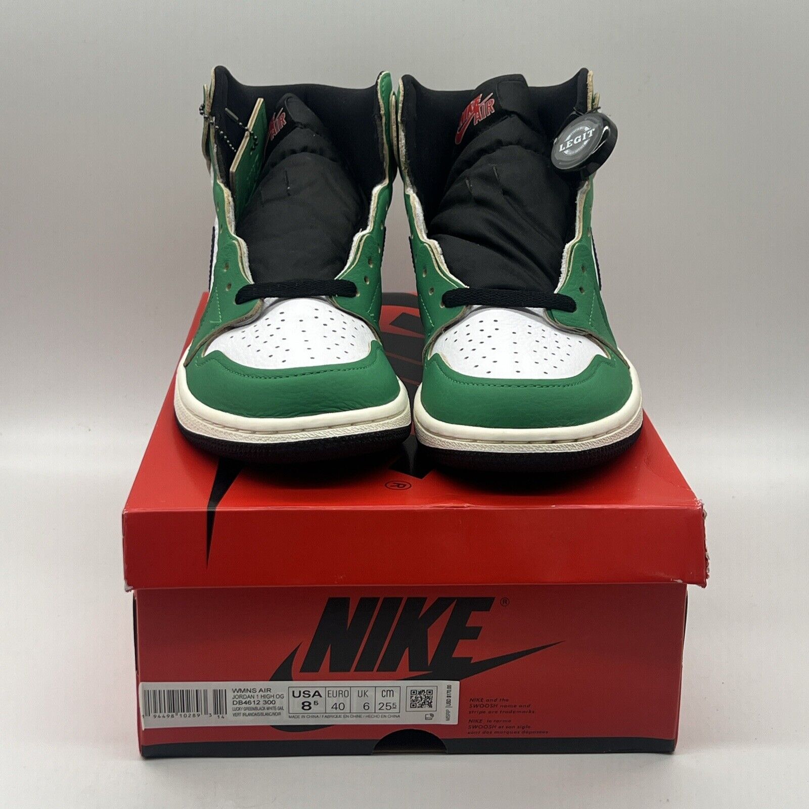 Size 8.5 - Air Jordan 1 Retro OG Lucky Green W Brand New Og All Black White Red