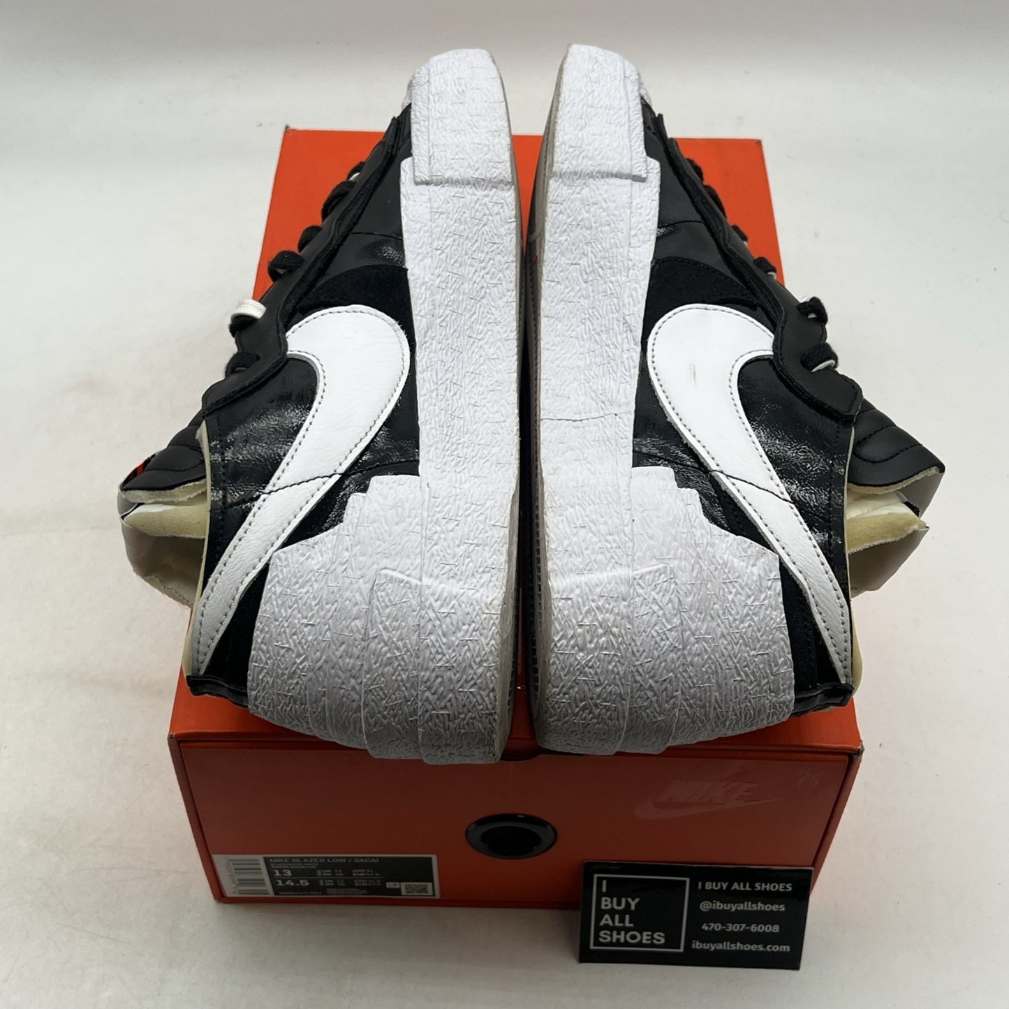 Size 13 - Nike sacai x Blazer Low Black Patent (DM6443-001)