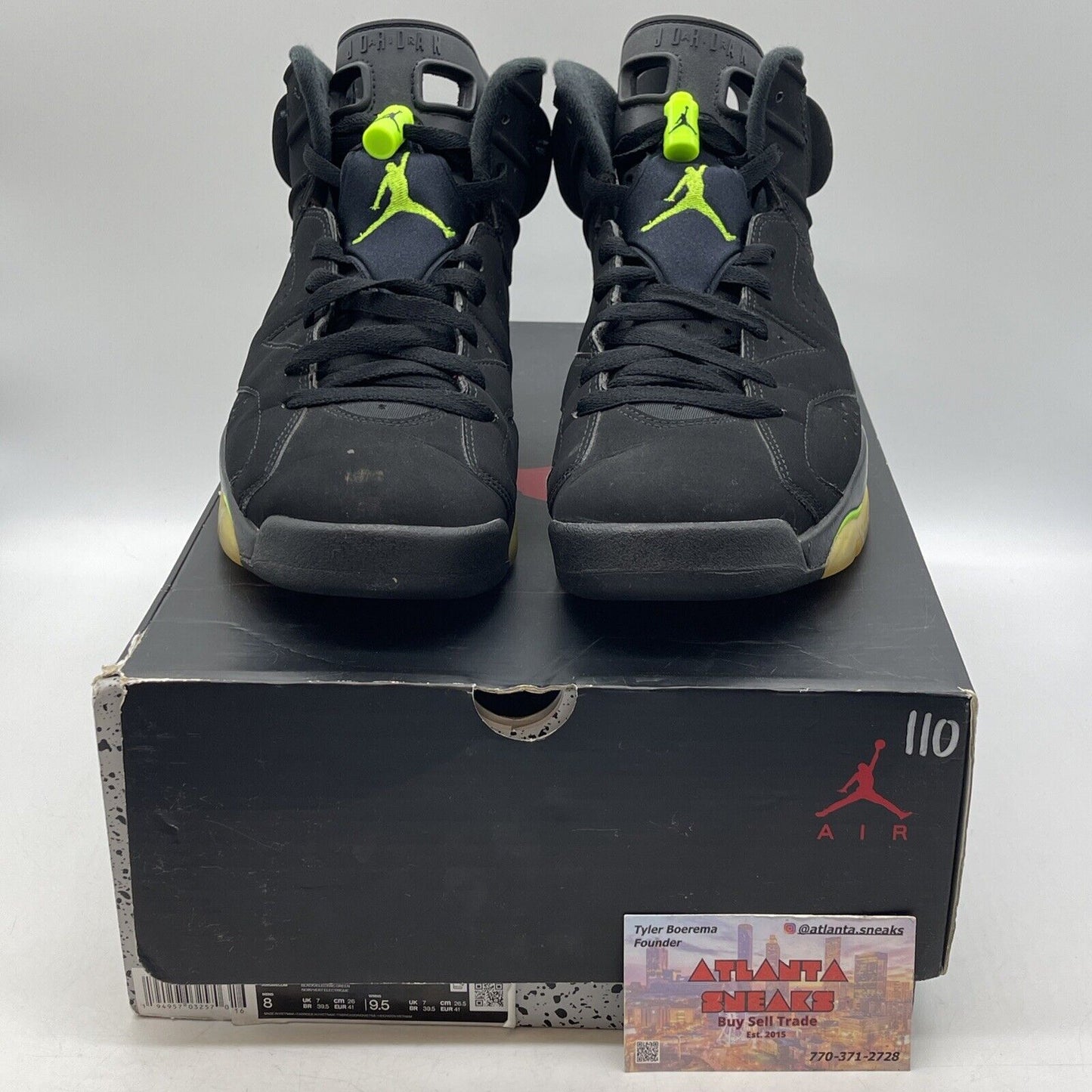 Size 8 - Jordan 6 Retro Electric Green Black Suede (CT8529-003)