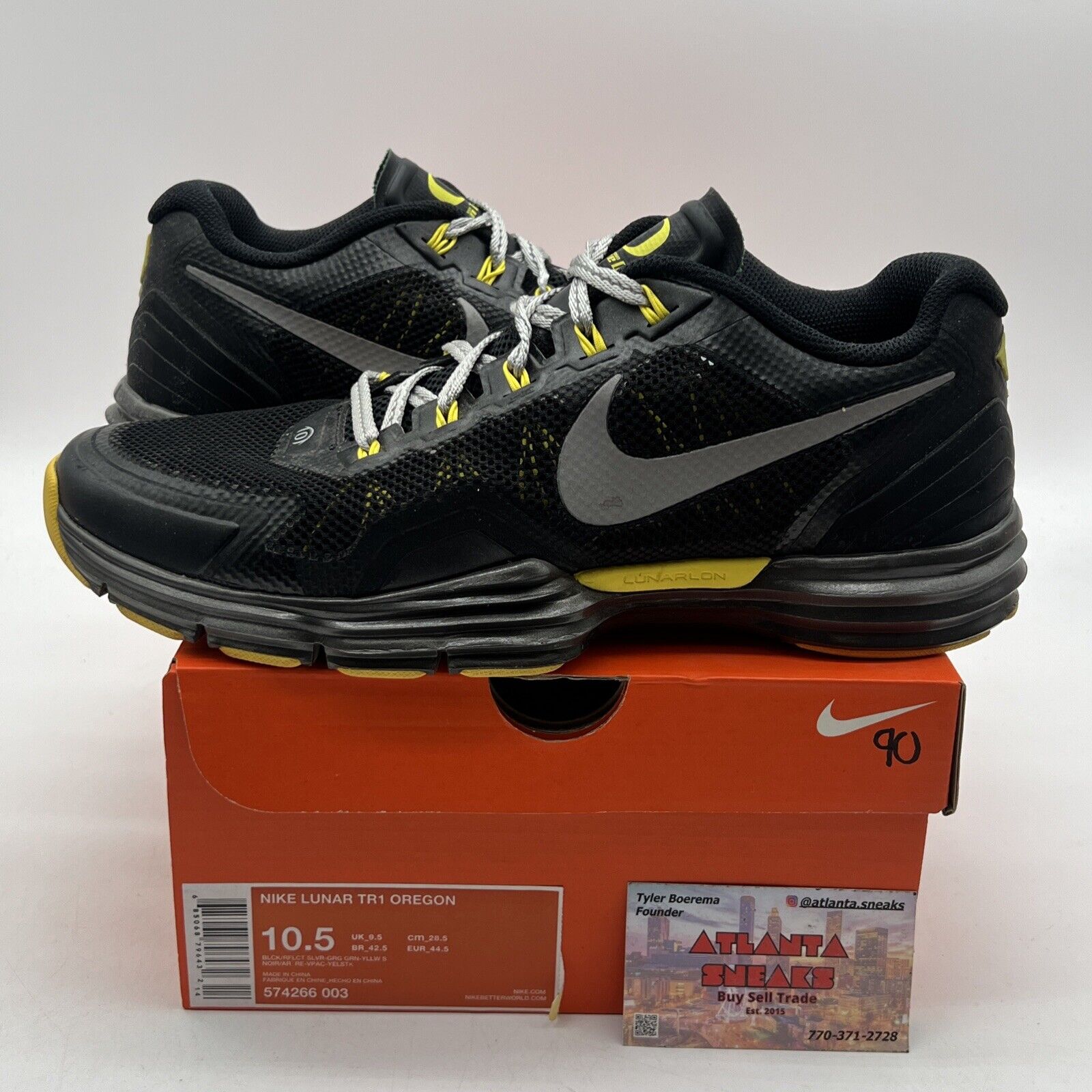 Size 10.5 - Nike Lunar TR1 Oregon Away Yellow Black Grey (574266-003)