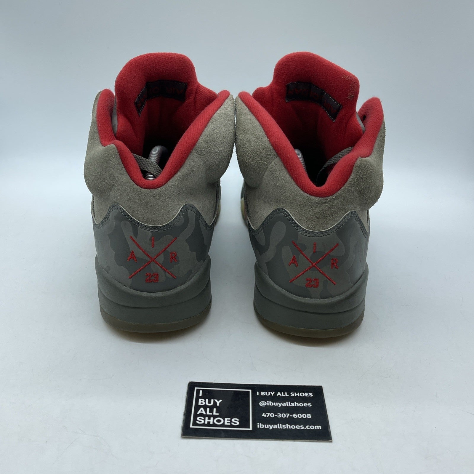 Size 11 - Air Jordan 5 Retro Camo Grey Red Suede Leather (136027-051)