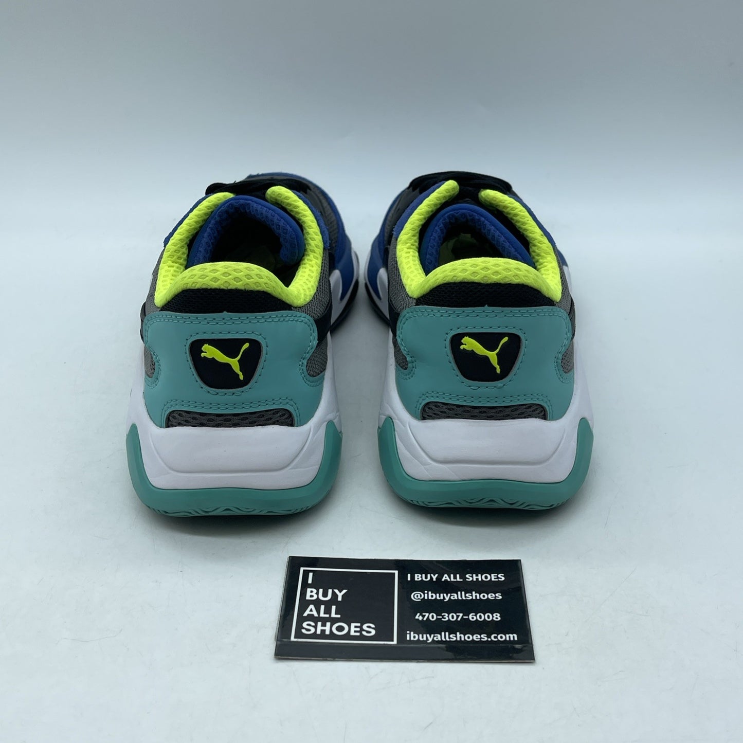 Size 9 - PUMA Storm Origin Blue Black Grey Blue Suede Leather (369770-01)