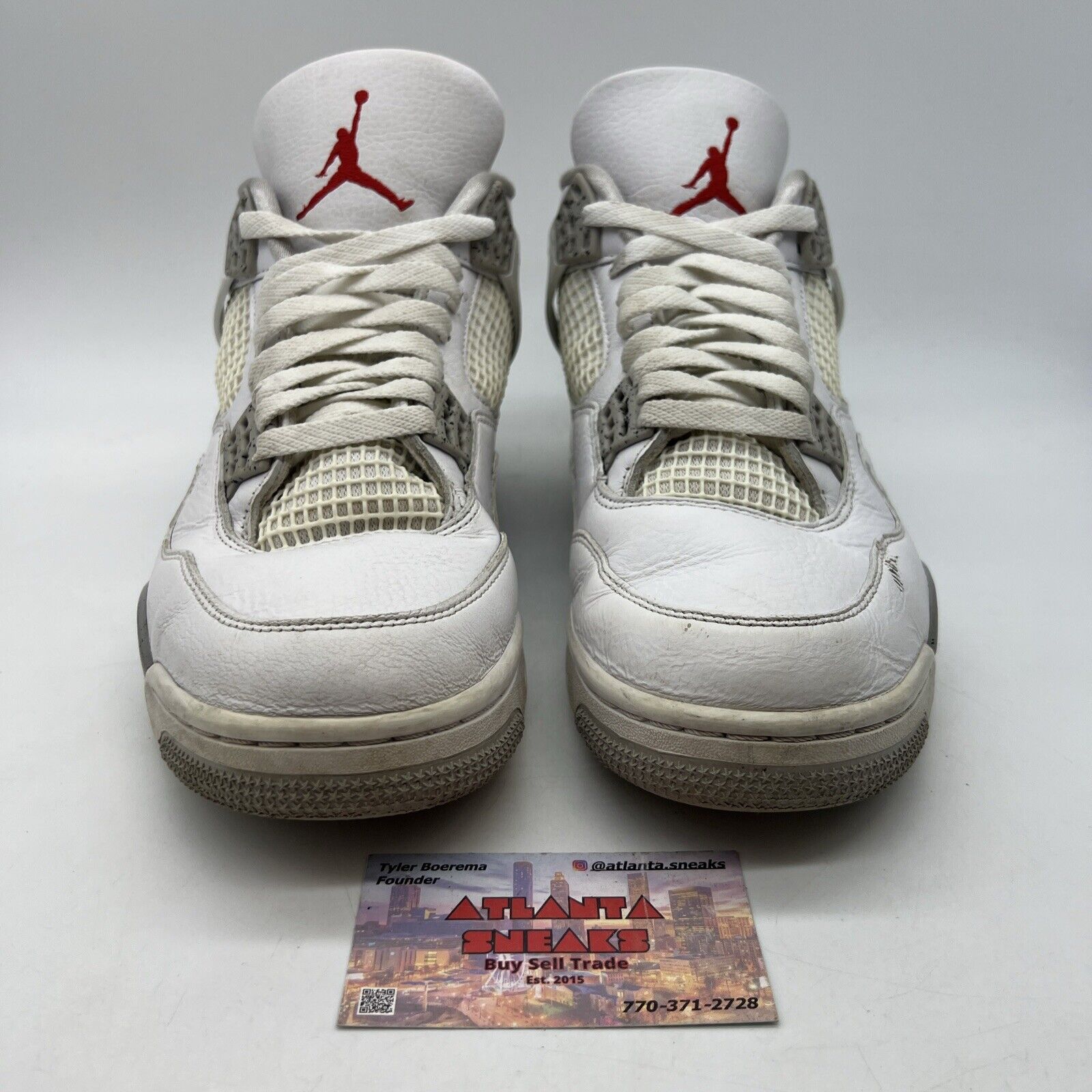 Size 11 - Jordan 4 Retro Mid White Oreo Grey Leather (CT8527-100)