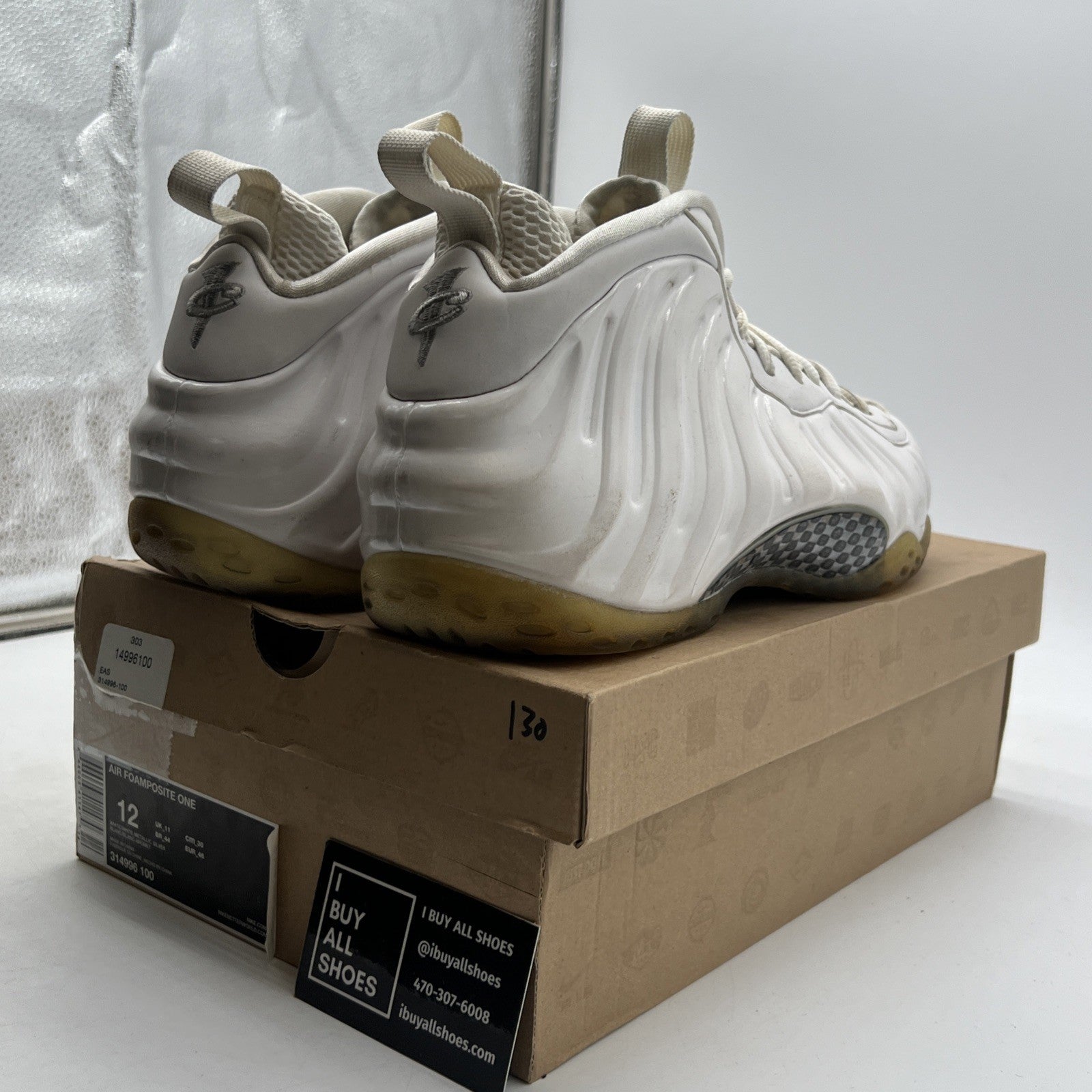 Size 12 - Nike Air Foamposite One White-Out (314996-100)