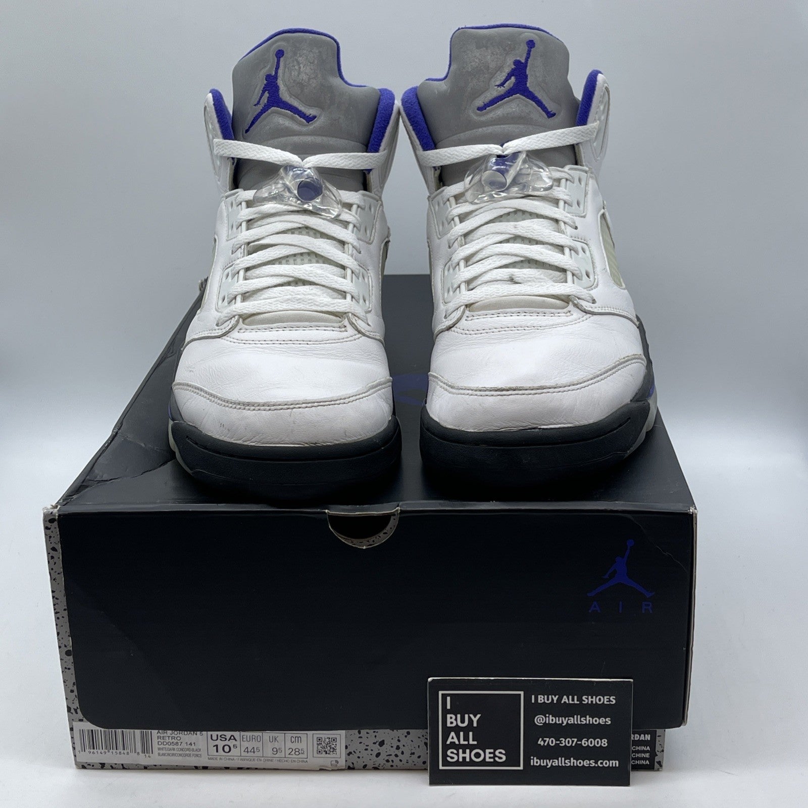 Size 10.5 - Jordan 5 Concord 2022 White Black Purple Leather (DD0587-141)