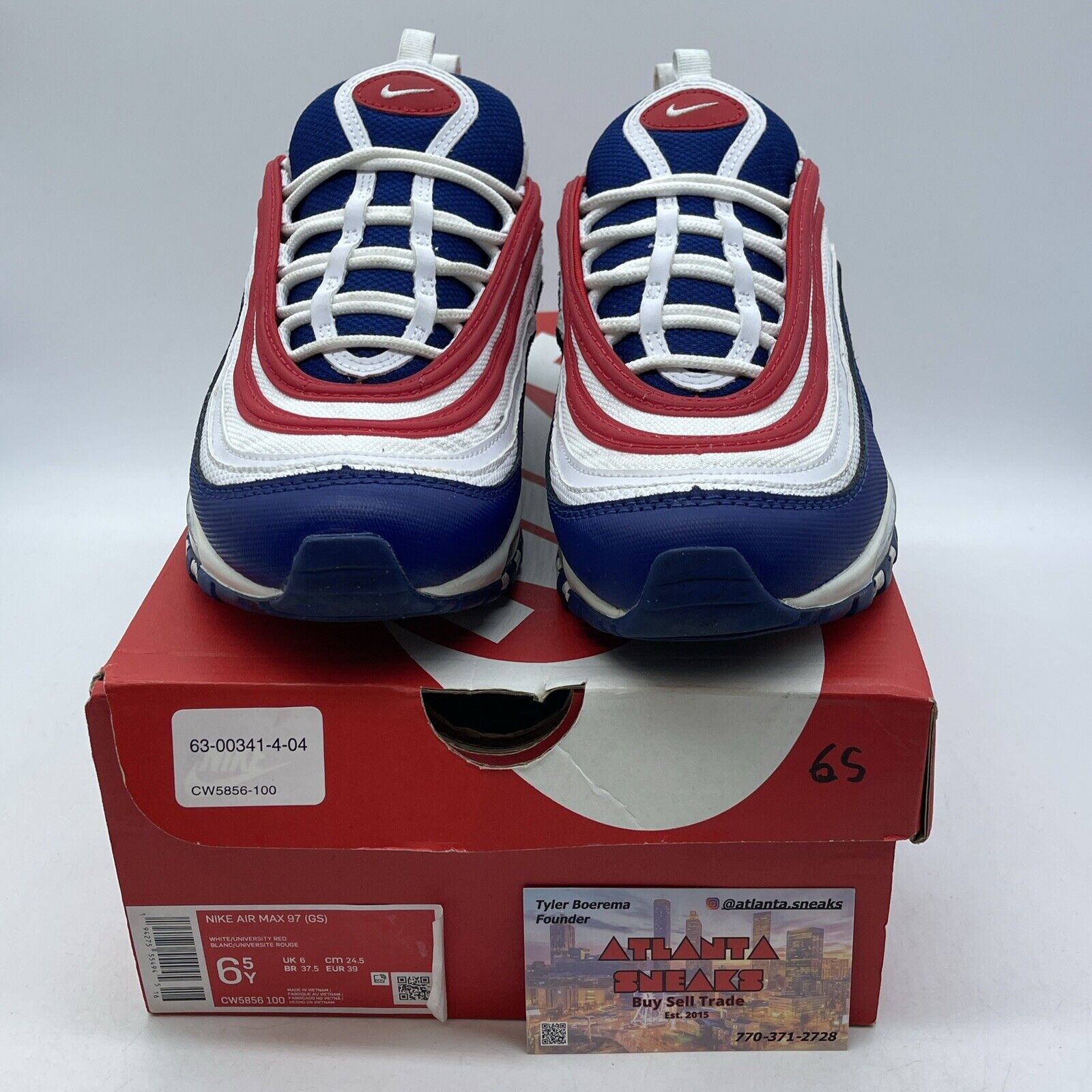 Air Max 97 GS USA White Blue Red Leather (CW5856-100