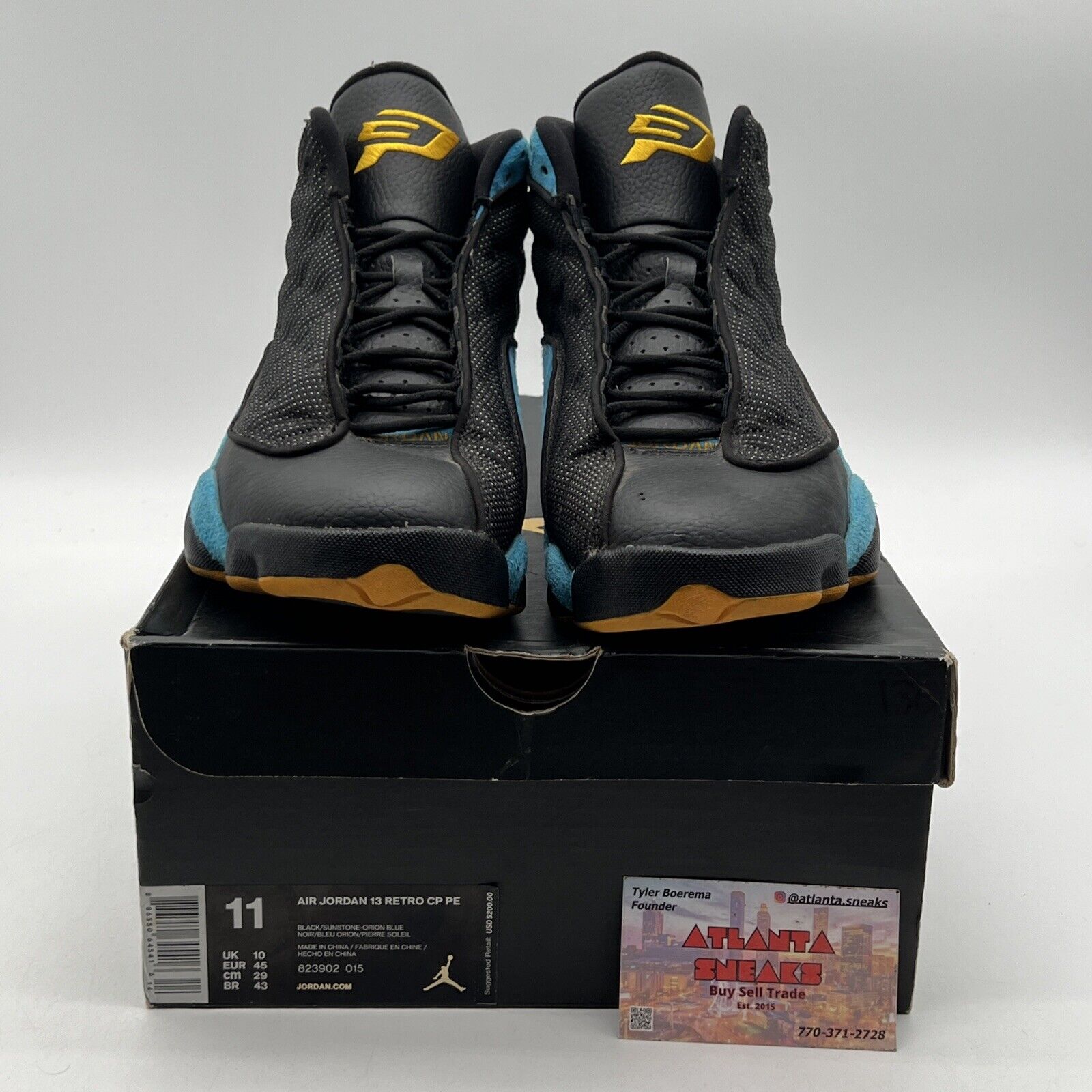 Size 11 - Air Jordan 13 Retro CP3 Away Yellow Black Aqua Leather (823902-015)