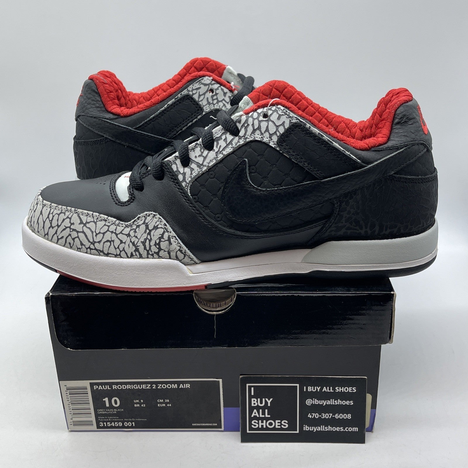 Size 10 - Nike Paul Rodriguez 2 Zoom Air Grey Haze Black Suede (315459-001)