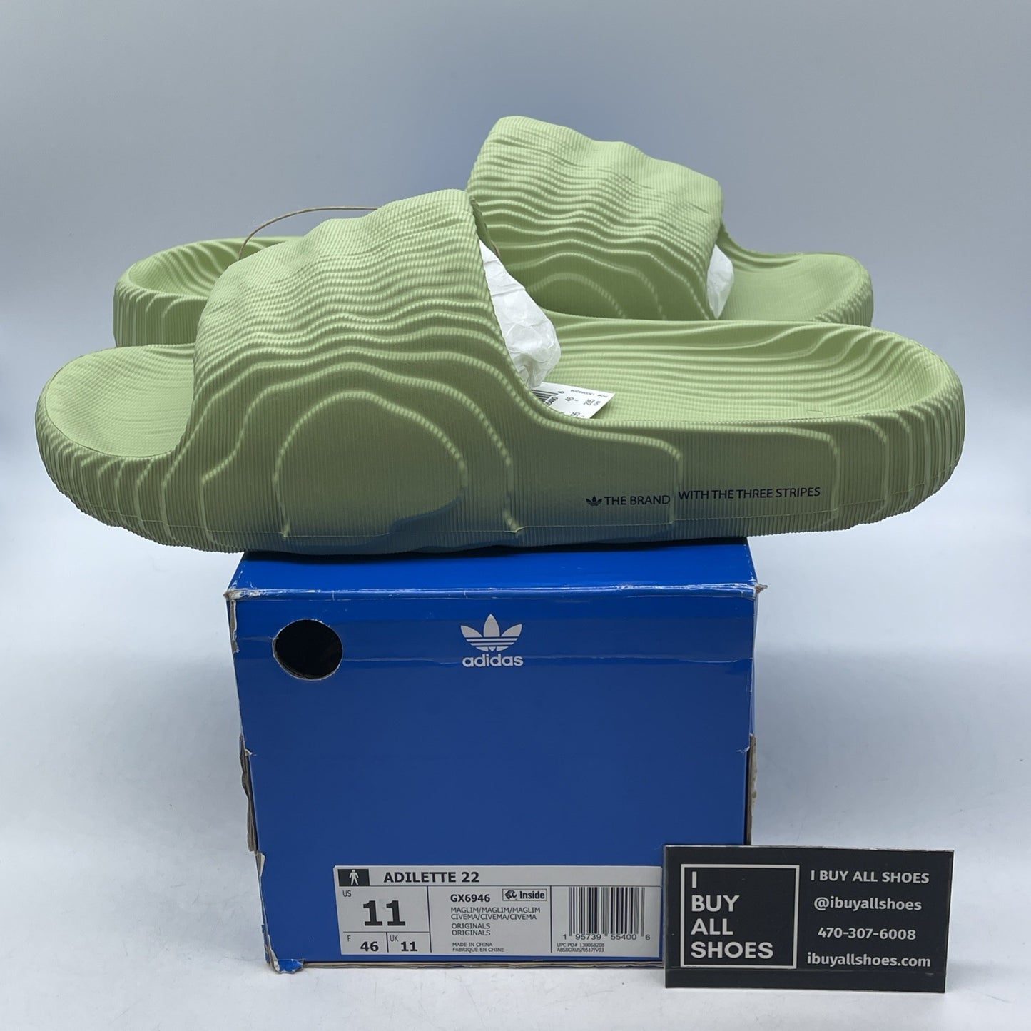 Size 11 - Adidas Adilette 22 Slides Magic Lime (GX6946)