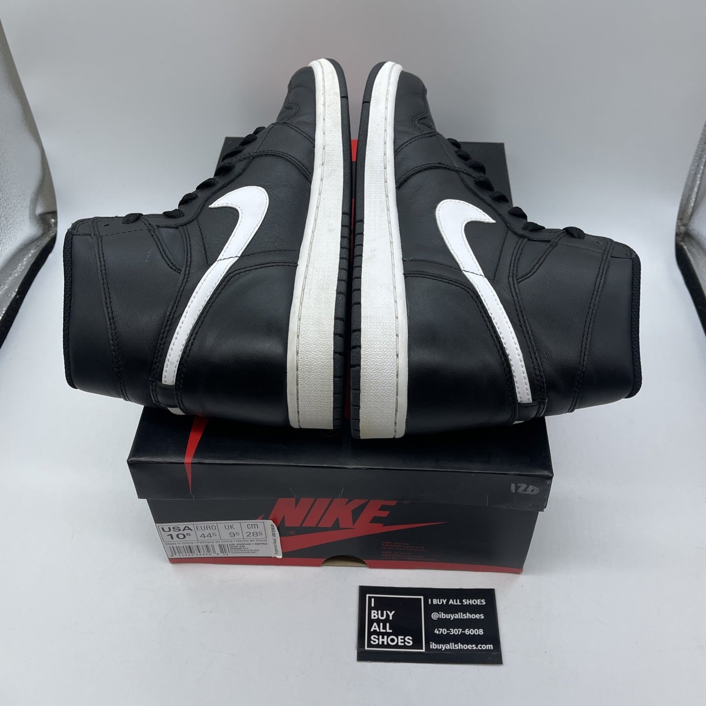 Size 10.5 - Air Jordan 1 Retro OG Prm High Yin Yang Black White (555088-011)