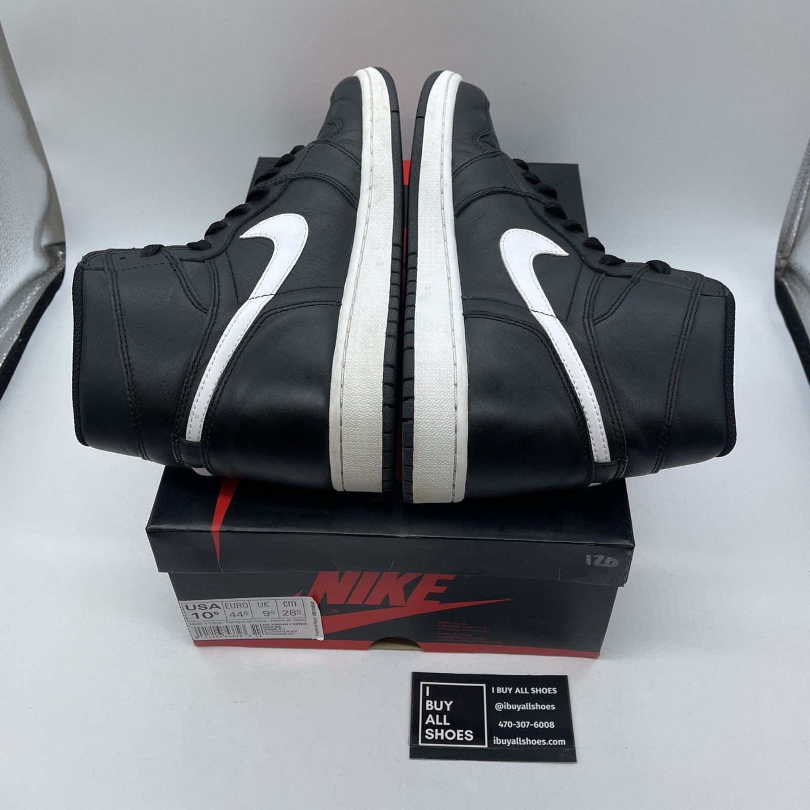 Size 10.5 - Air Jordan 1 Retro OG Prm High Yin Yang Black White (555088-011)