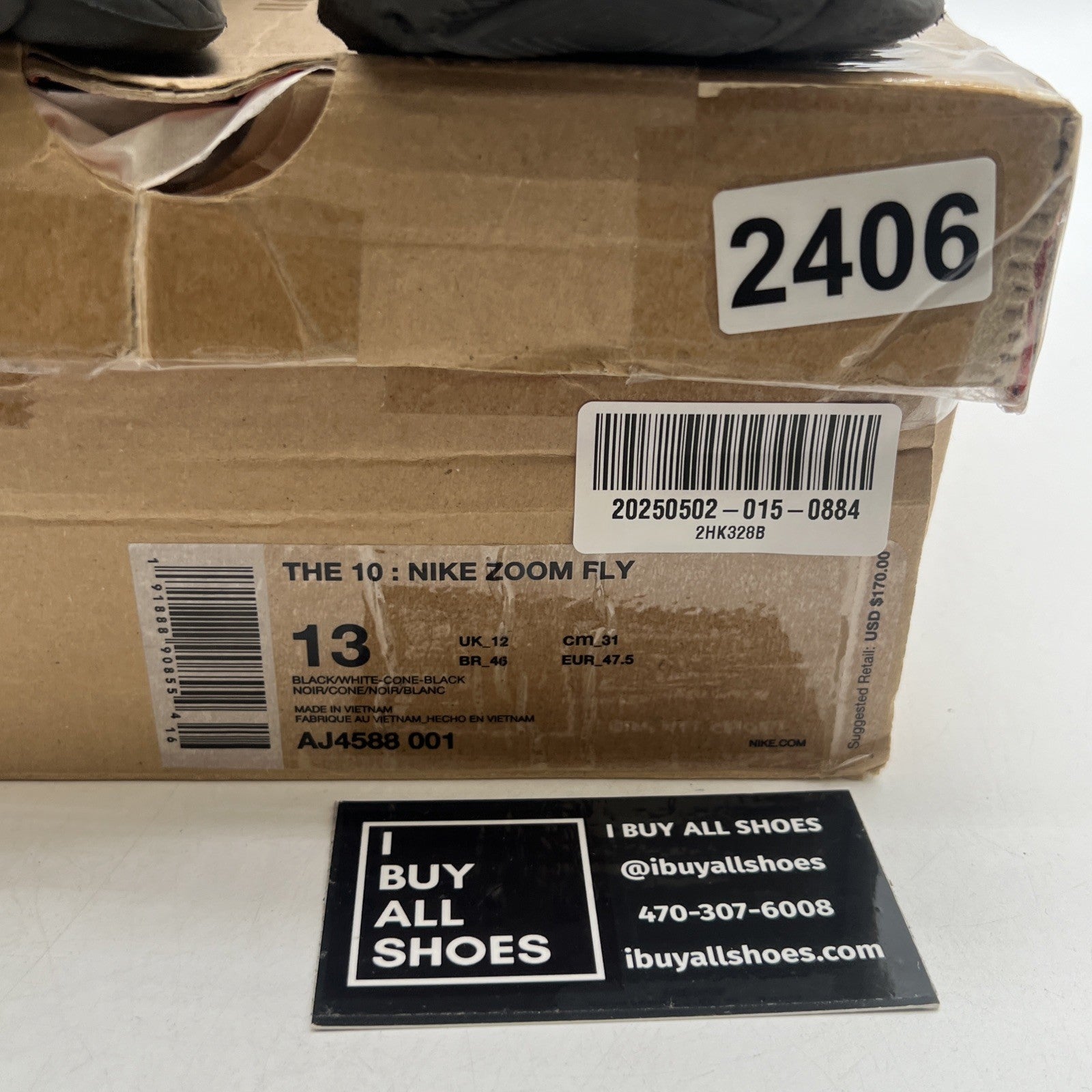Size 13 - Nike Off-White x Zoom Fly SP Black (AJ4588-001)