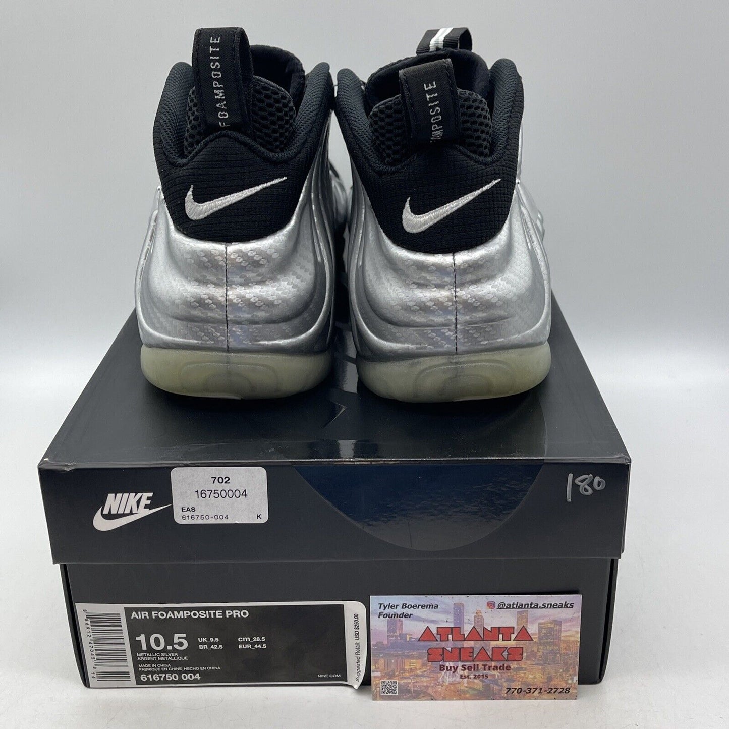 Size 10.5 - Nike Air Foamposite Pro ‘Silver Surfer’ Silver Black (616750-004)